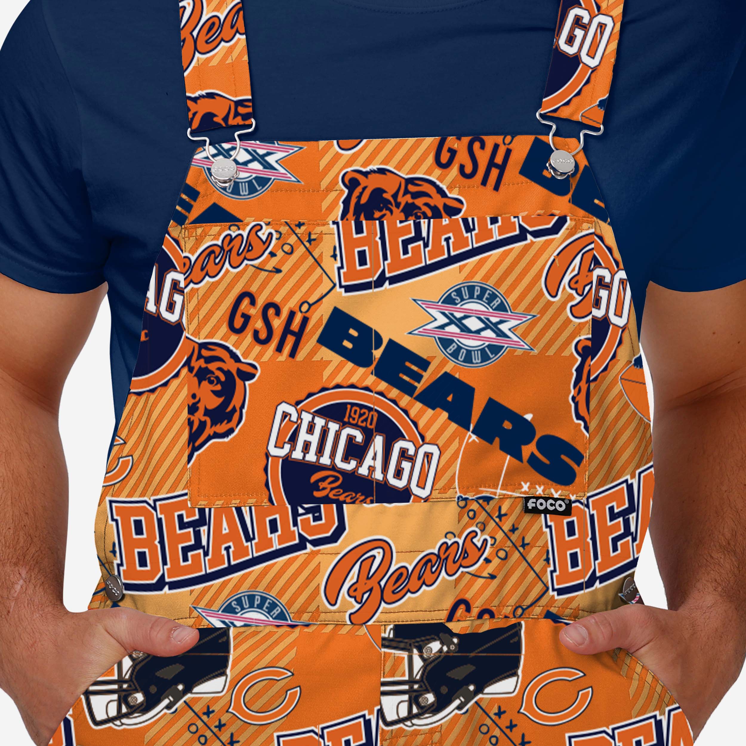 Chicago Bears Mens Historic Print Bib Overalls - Image 4