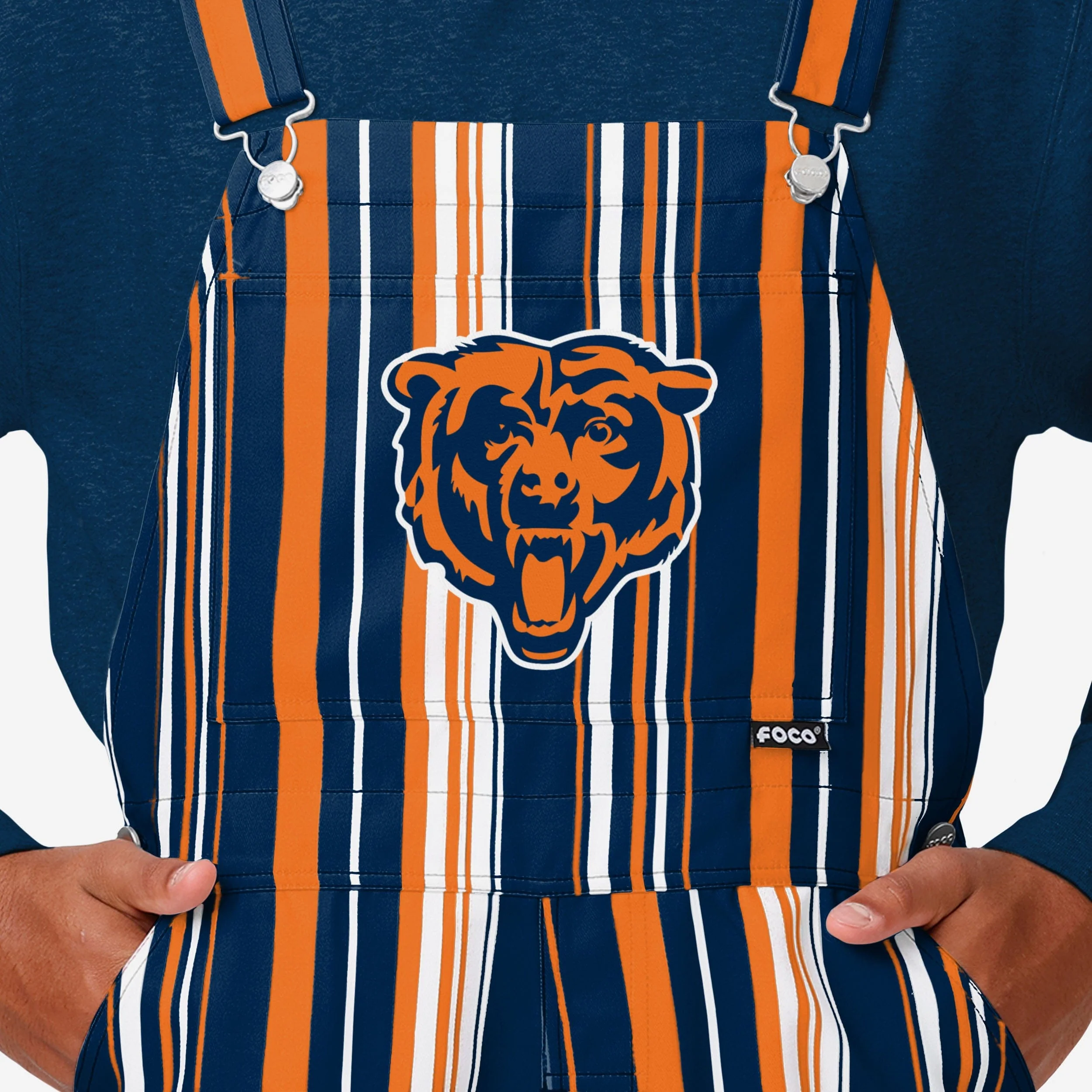 Chicago Bears Mens Hyper Stripe Bib Overalls - Image 4