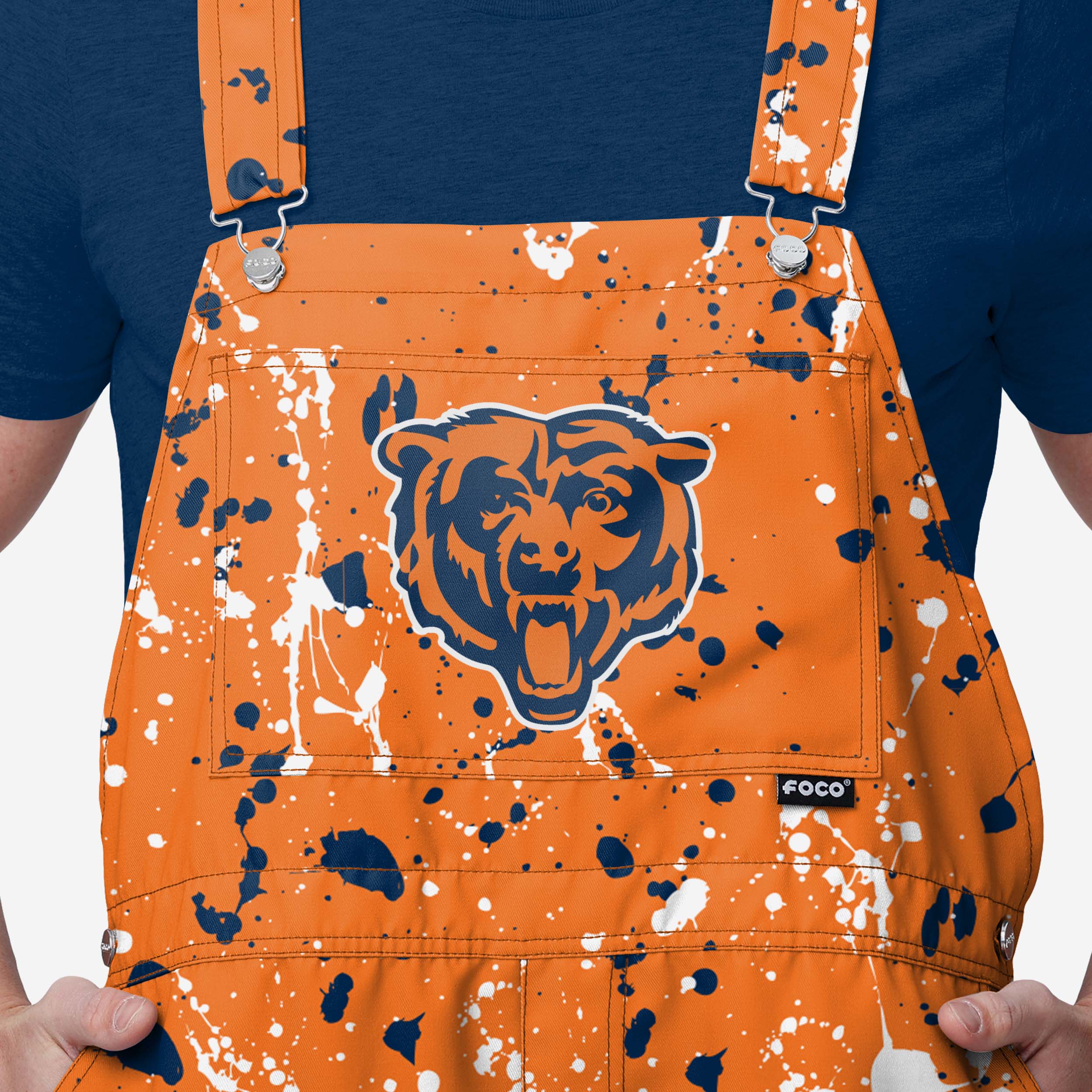 Chicago Bears Mens Paint Splatter Bib Shortalls - Image 3