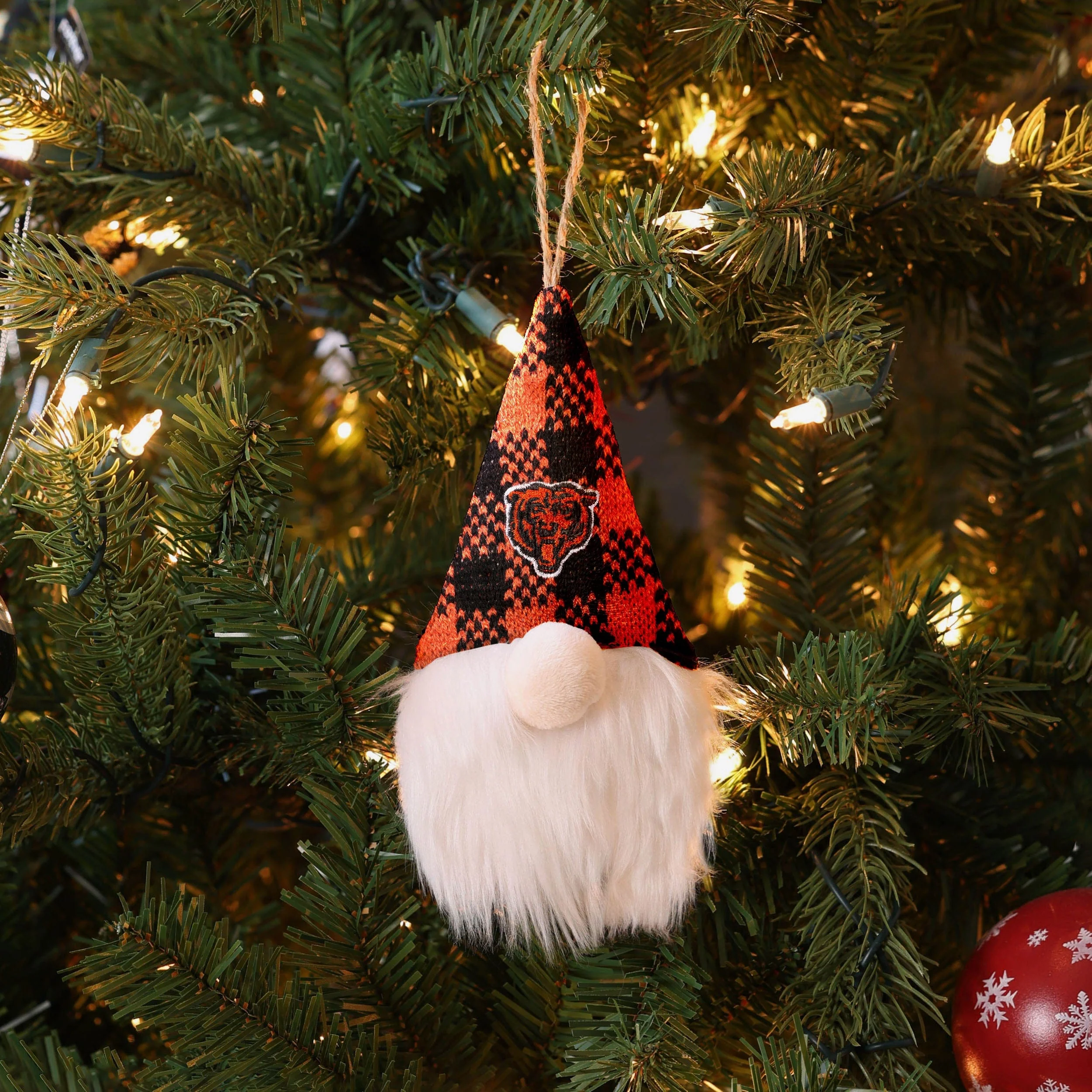 Chicago Bears Plaid Hat Plush Gnome Ornament - Image 3