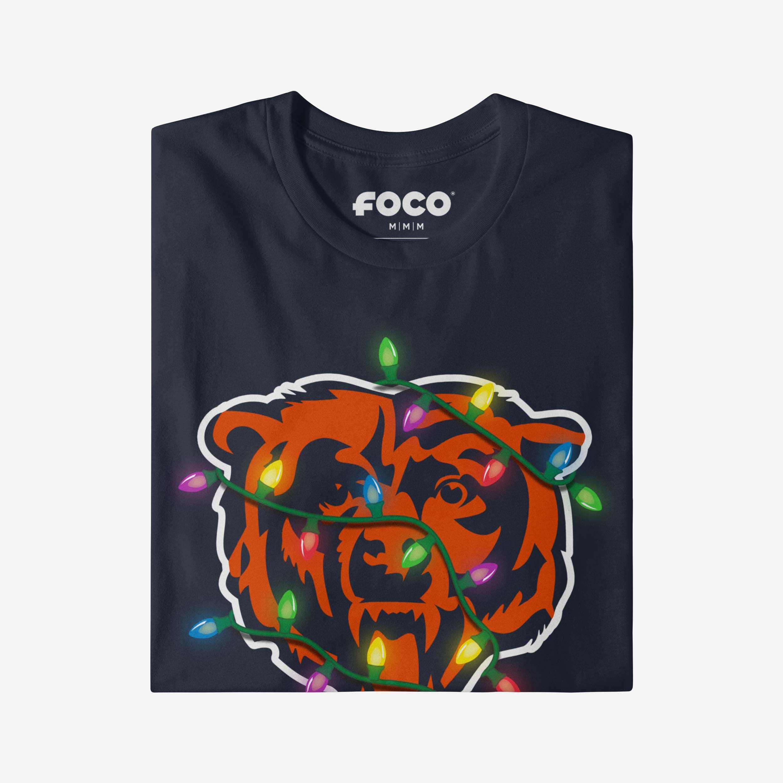Chicago Bears Primary Logo Holiday Lights T-Shirt - Image 4