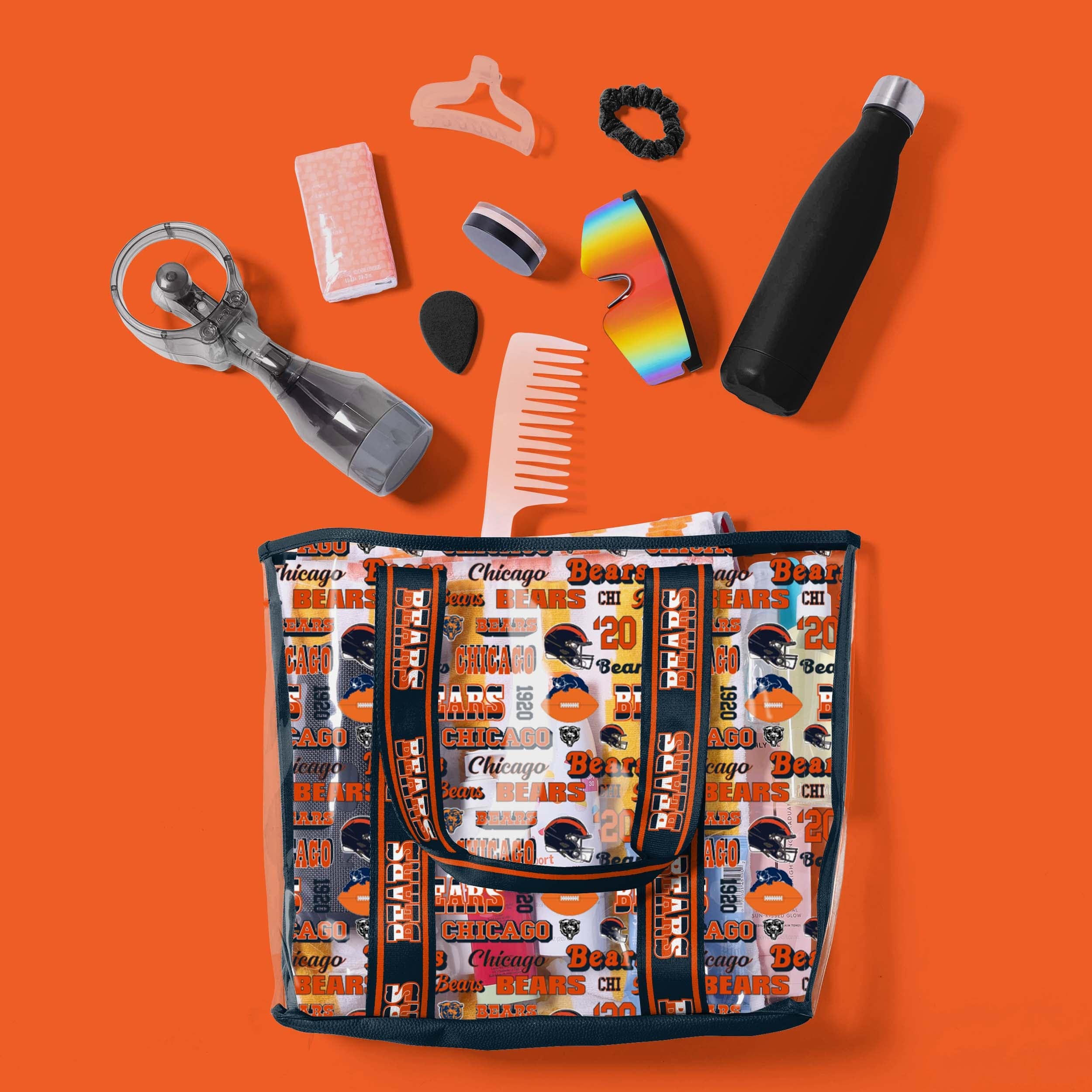 Chicago Bears Repeat Retro Print Clear Tote Bag - Image 3
