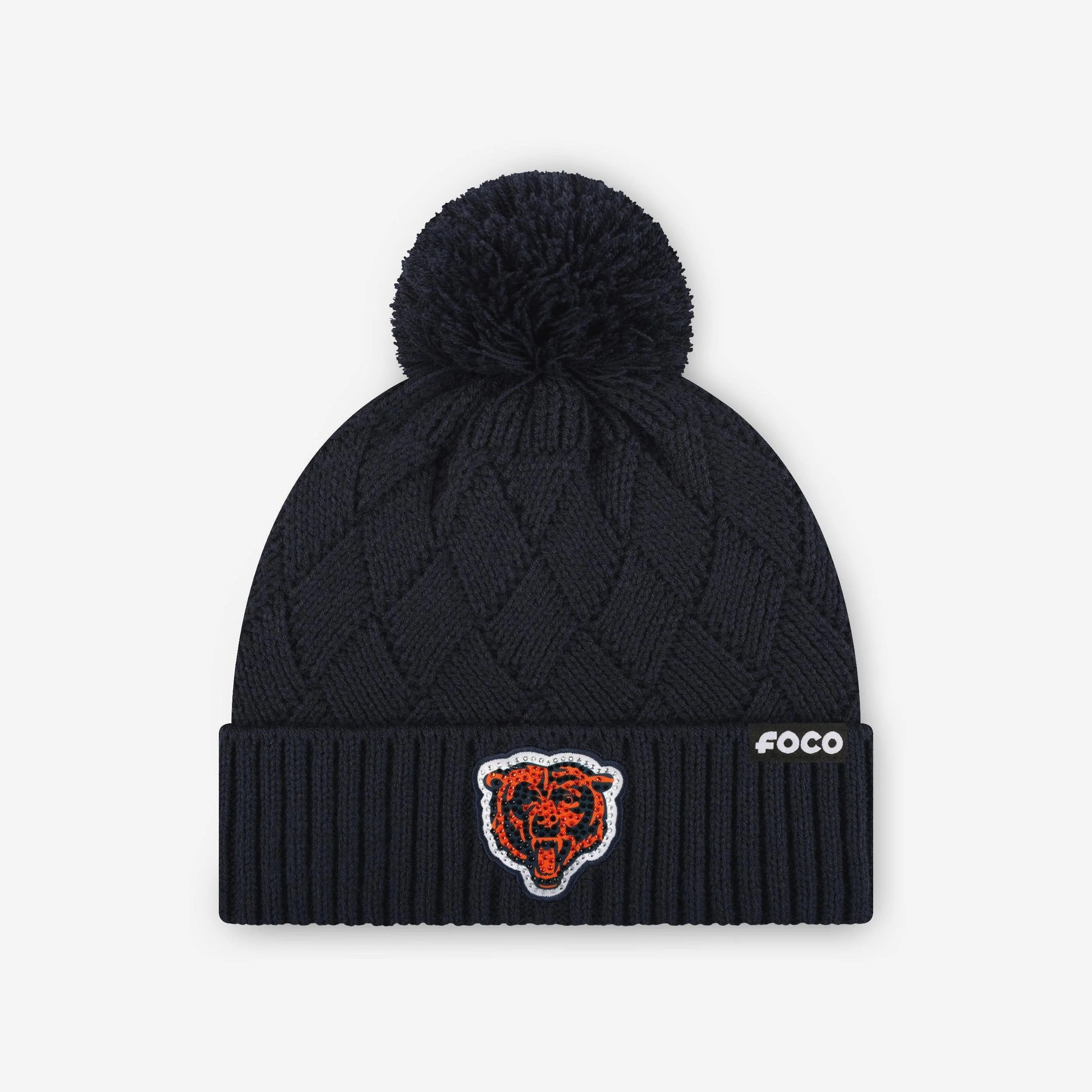 Chicago Bears Rhinestone Primary Logo Criss Cross Beanie