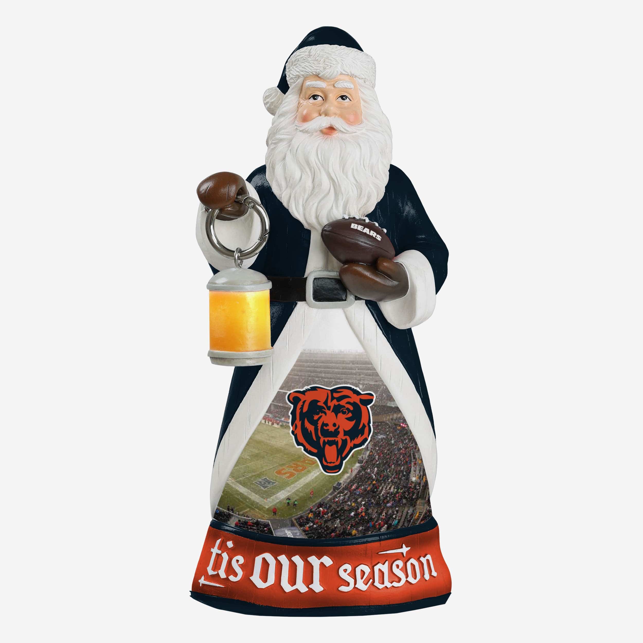 Chicago Bears Santa Figure With Light Up Lantern