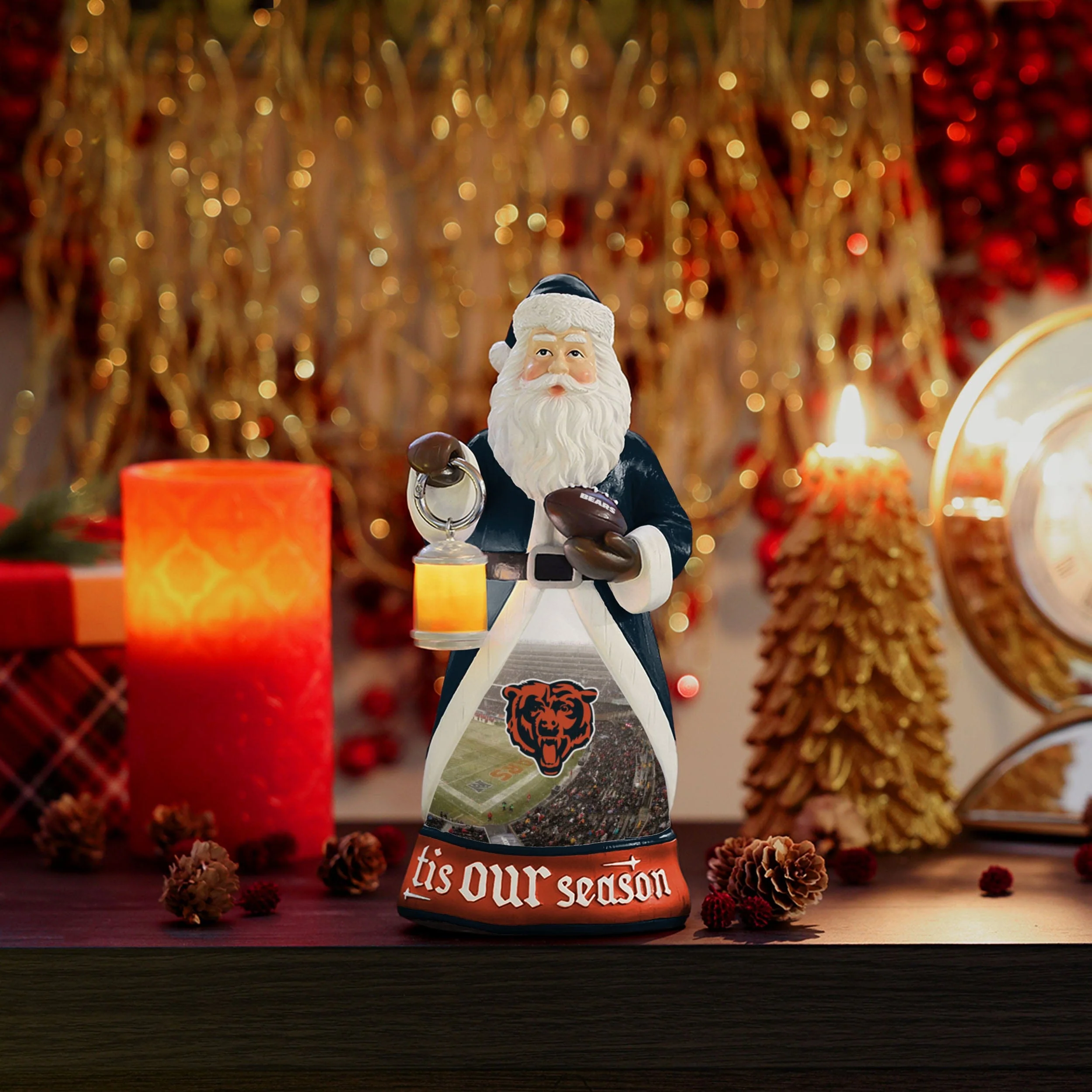 Chicago Bears Santa Figure With Light Up Lantern - Image 2