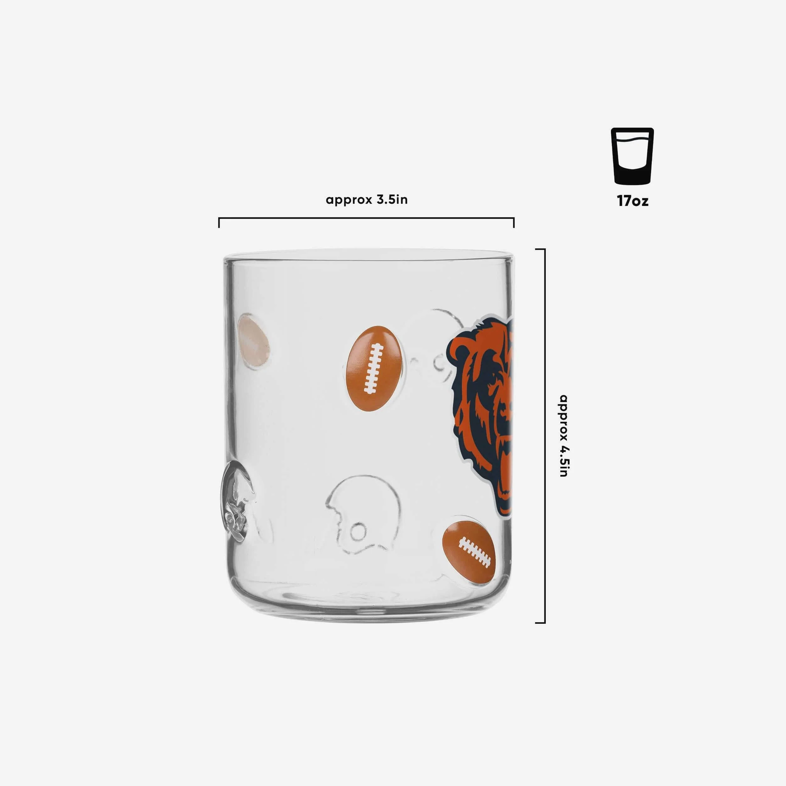 Chicago Bears Team Logo 17 oz Glass Cup - Image 2