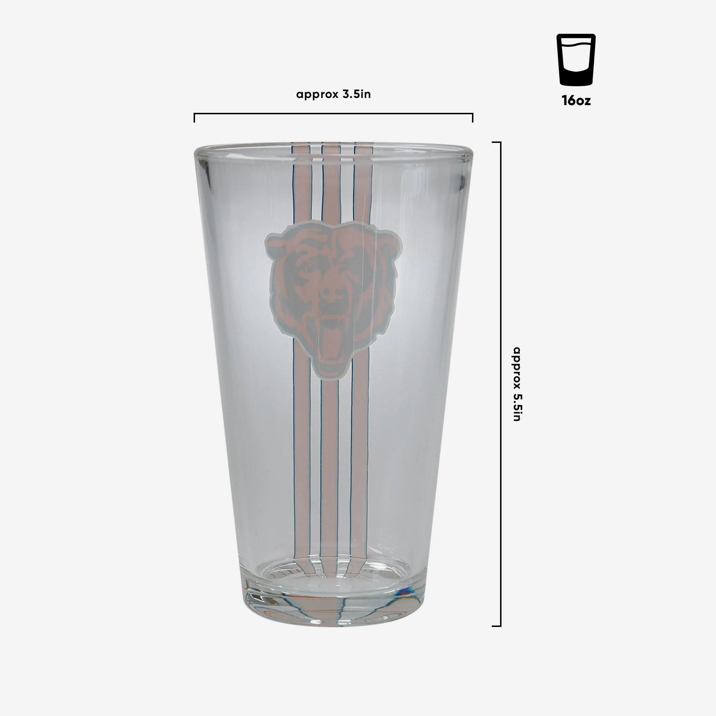 Chicago Bears Team Stripe Pint Glass - Image 3