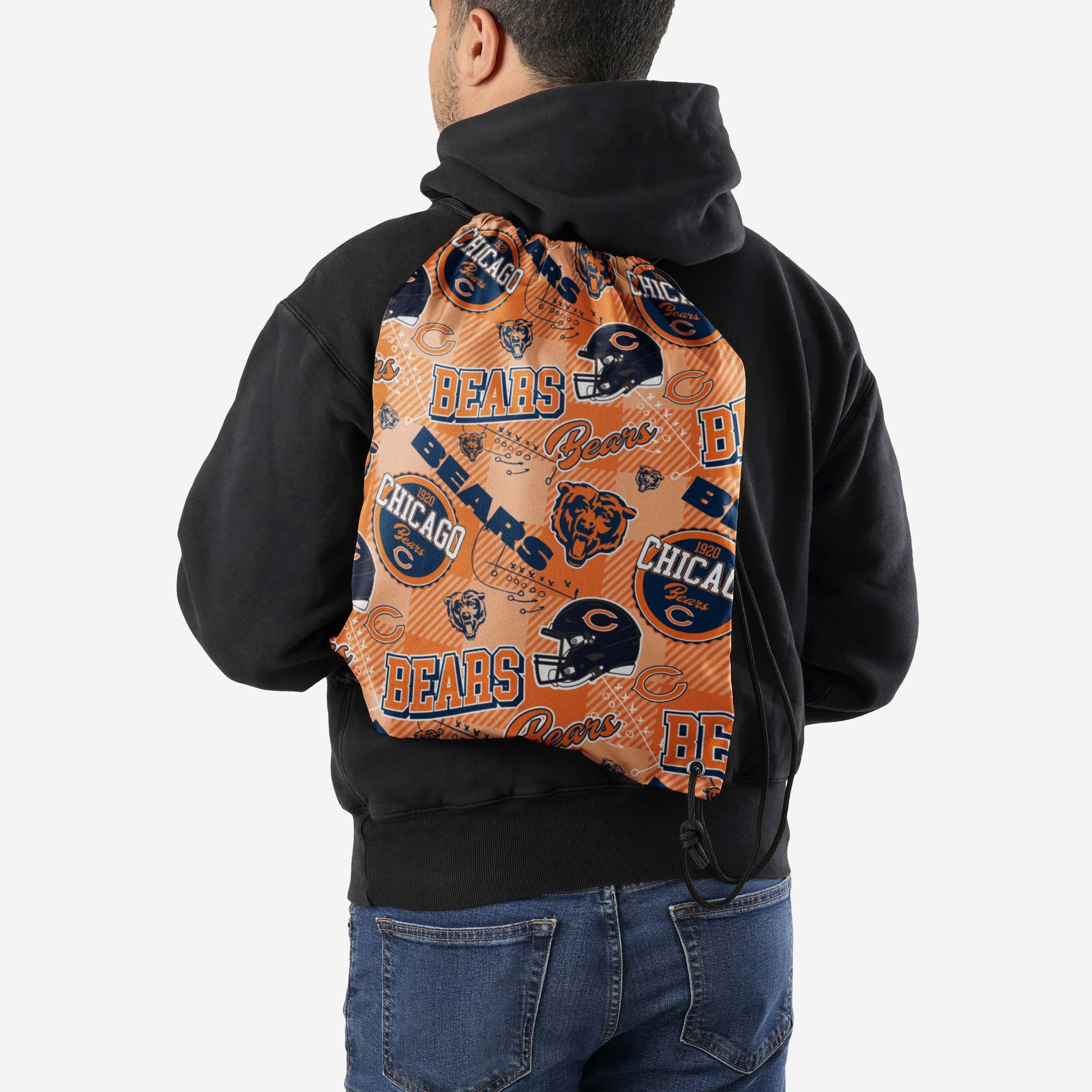 Chicago Bears Thematic Repeat Print Drawstring Backpack - Image 2