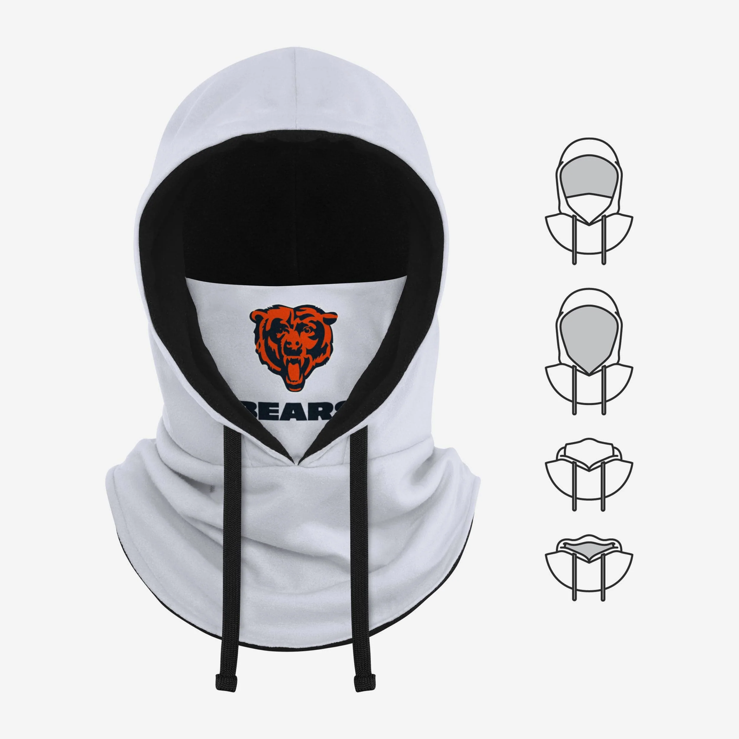 Chicago Bears White Drawstring Hooded Gaiter - Image 5