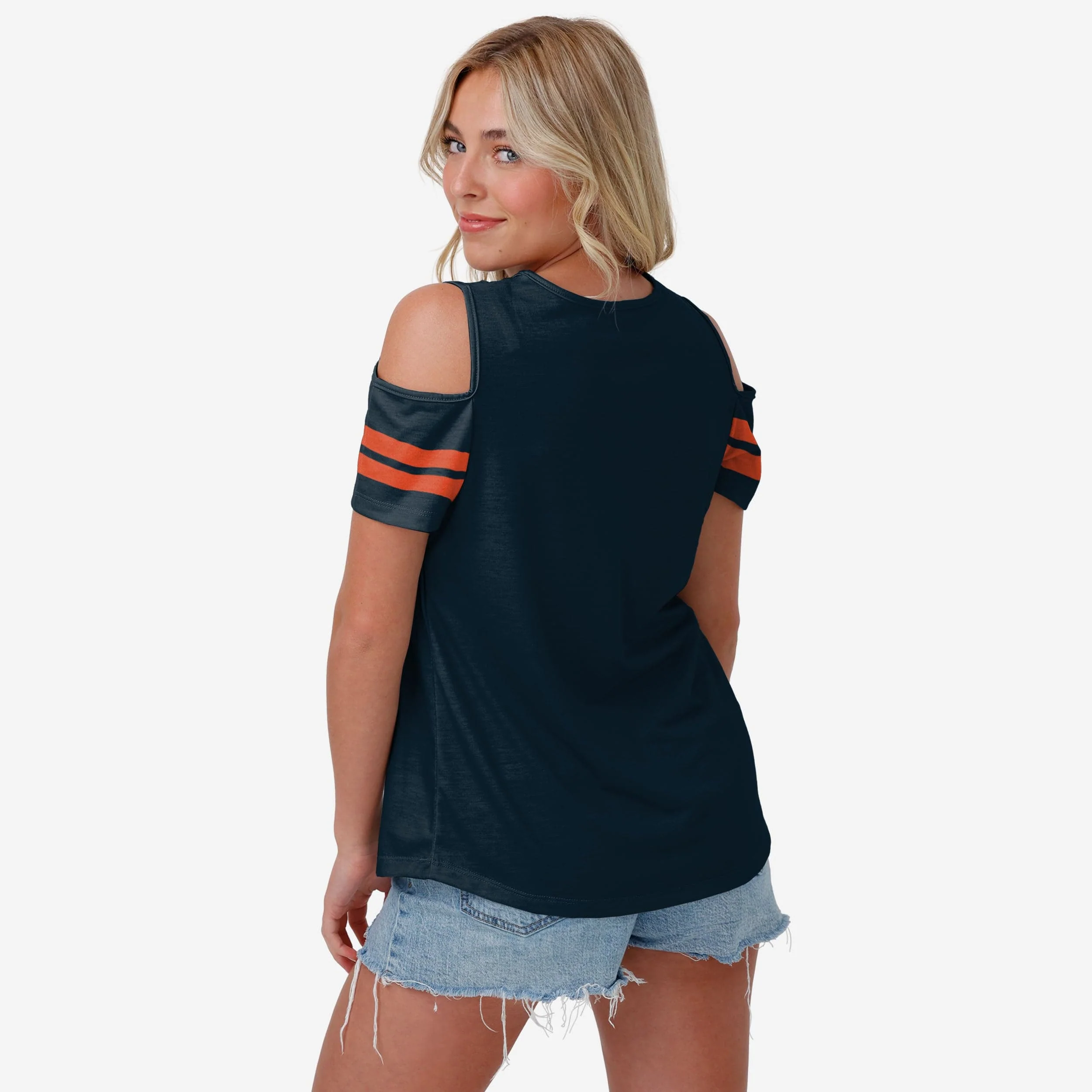 Chicago Bears Womens Cold Shoulder T-Shirt - Image 2