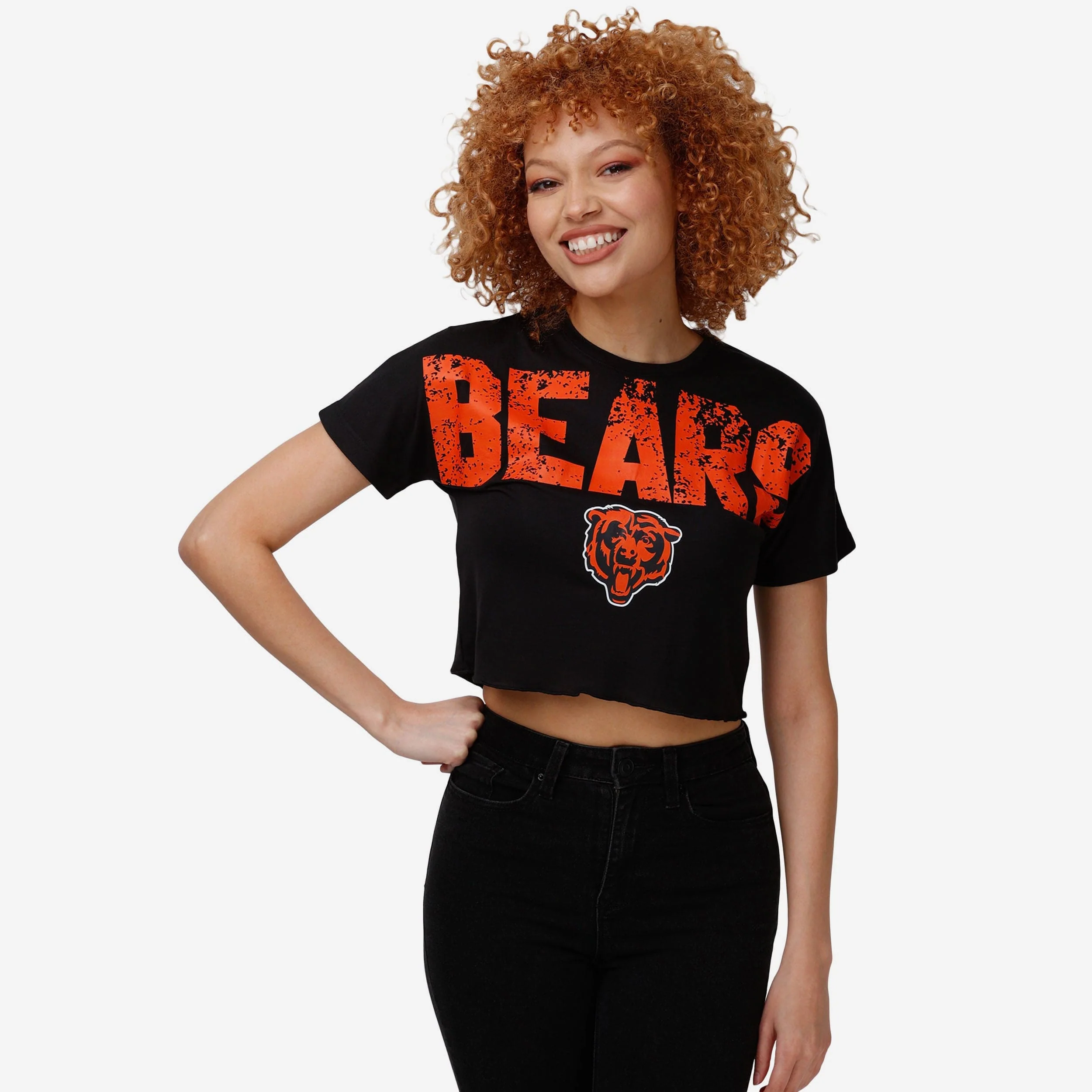 Chicago Bears Womens Distressed Wordmark Crop Top