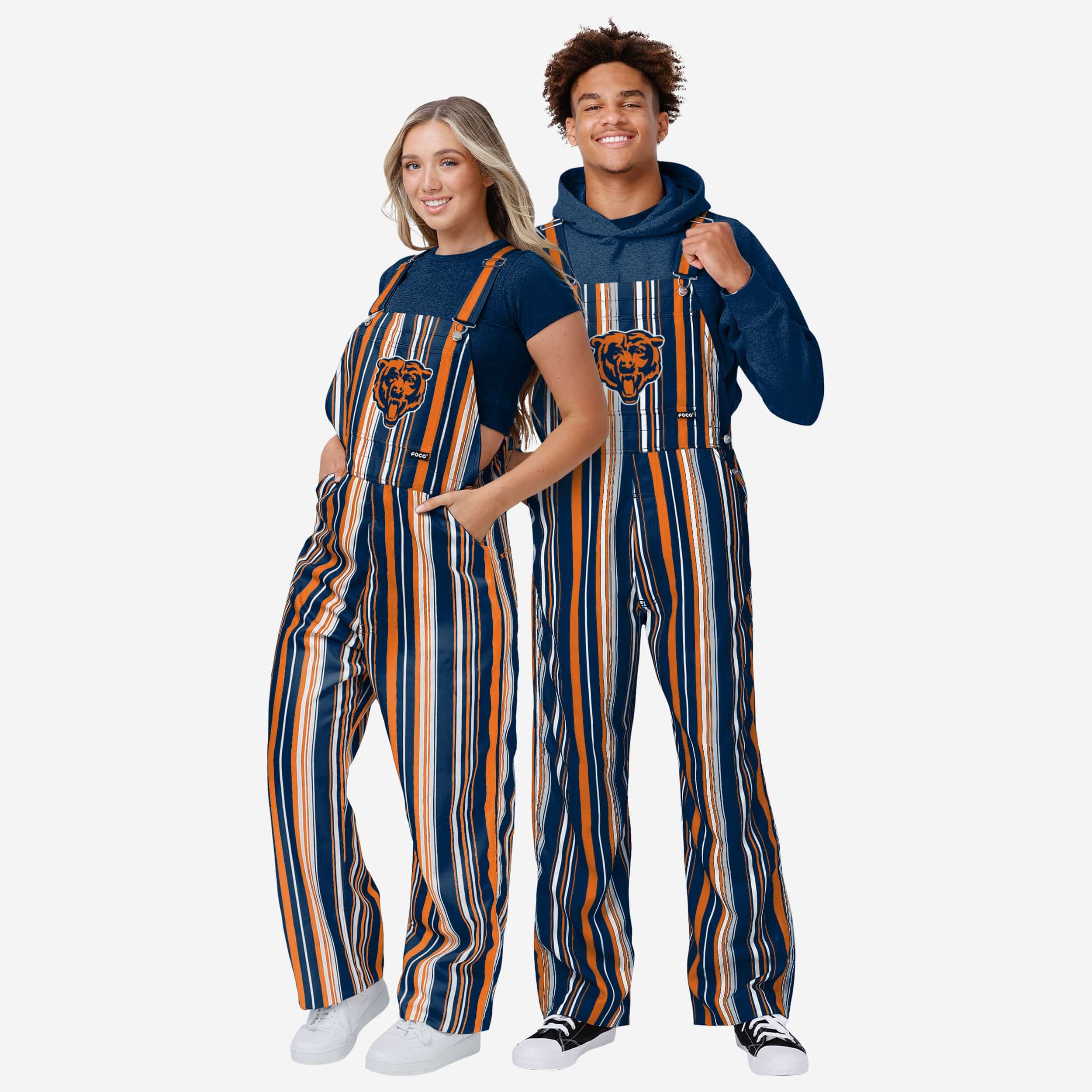 Chicago Bears Womens Hyper Stripe Bib Overalls - Image 3