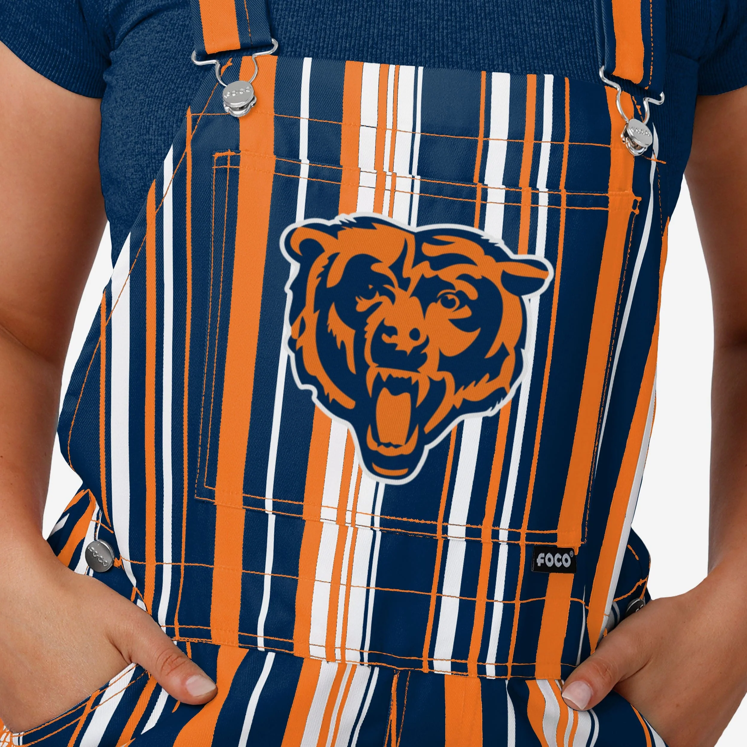 Chicago Bears Womens Hyper Stripe Bib Overalls - Image 4