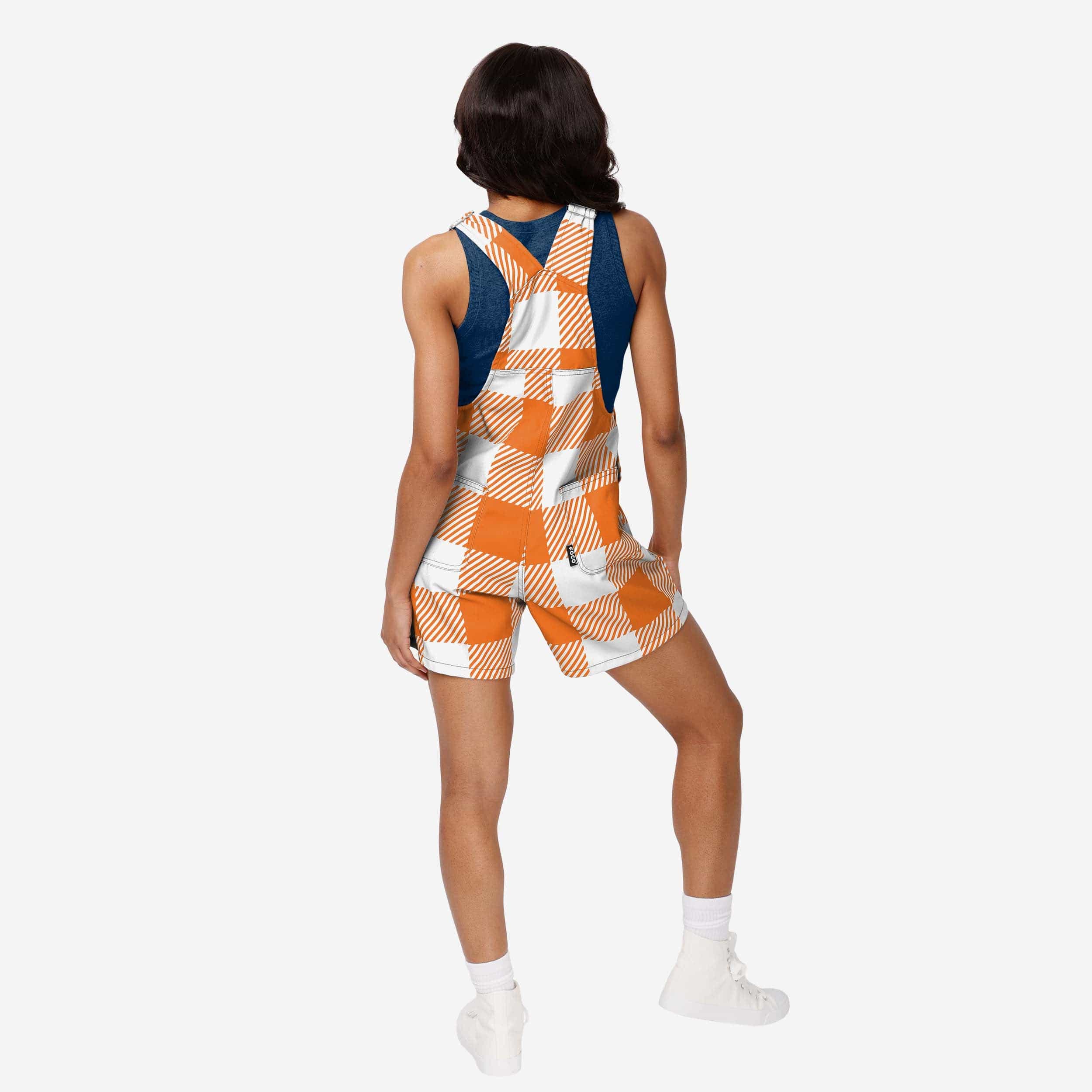 Chicago Bears Womens Plaid Bib Shortalls - Image 2