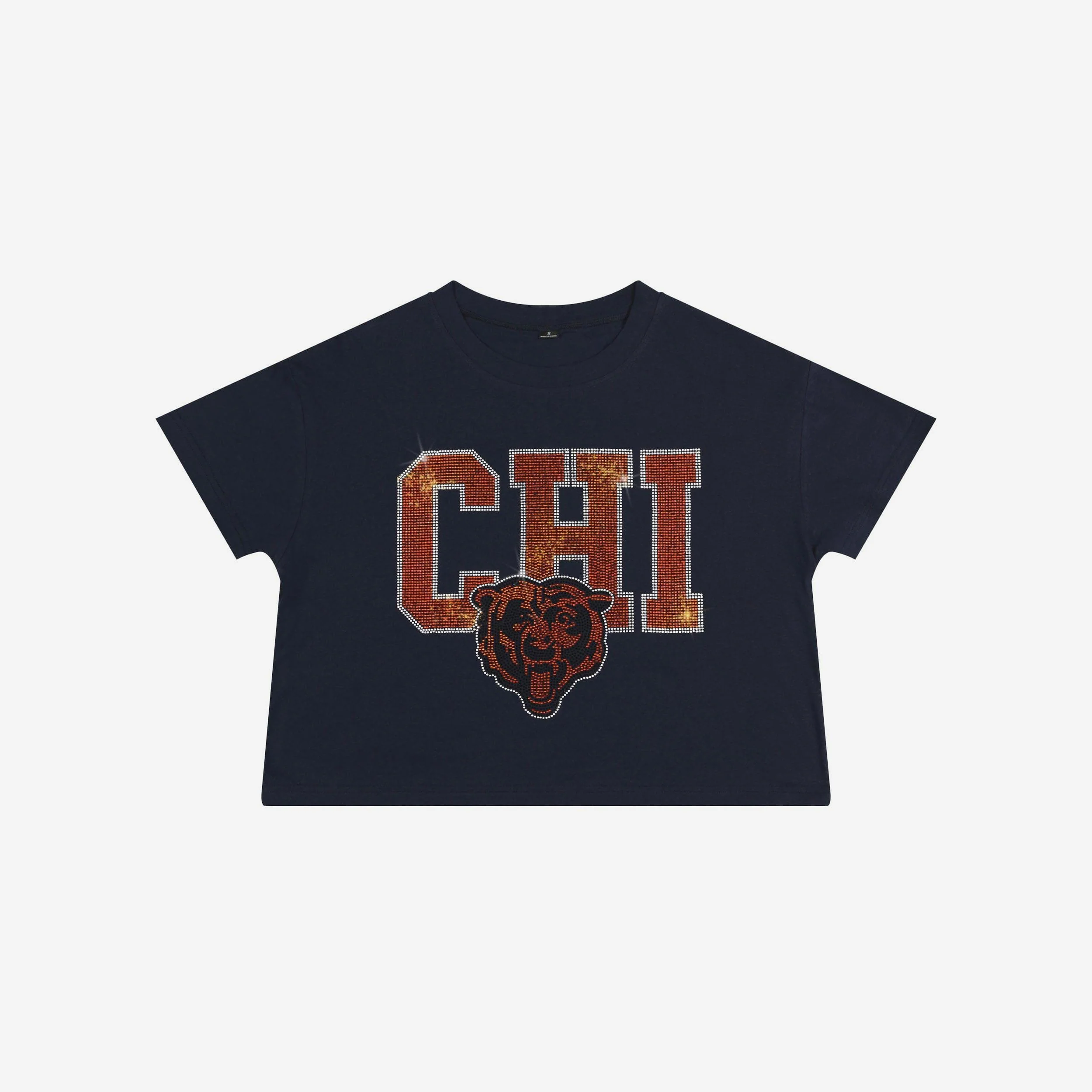 Chicago Bears Womens Rhinestone Logo Crop Top - Image 4