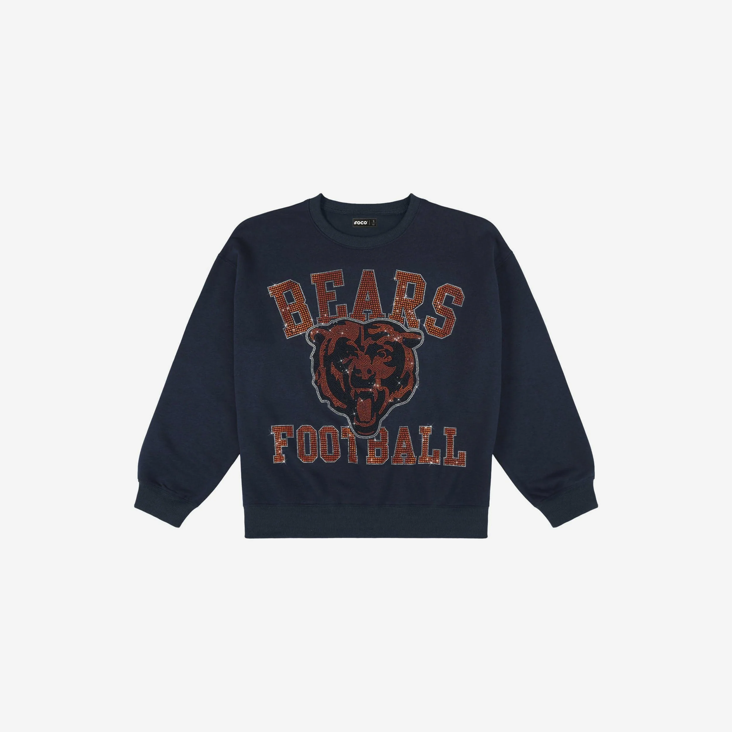 Chicago Bears Womens Rhinestone Logo Oversized Crew Neck Sweatshirt - Image 4