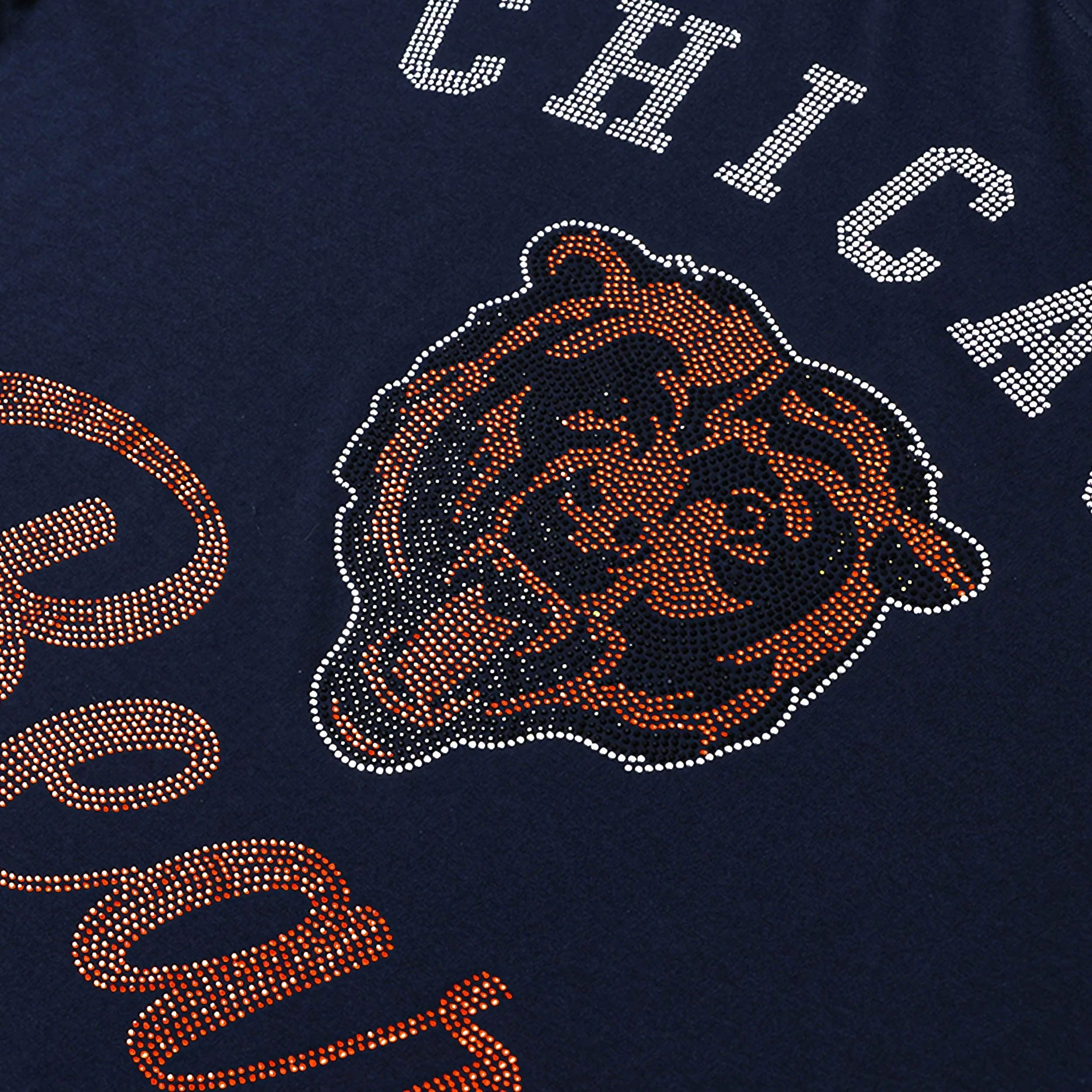 Chicago Bears Womens Rhinestone Logo Oversized T-Shirt - Image 2