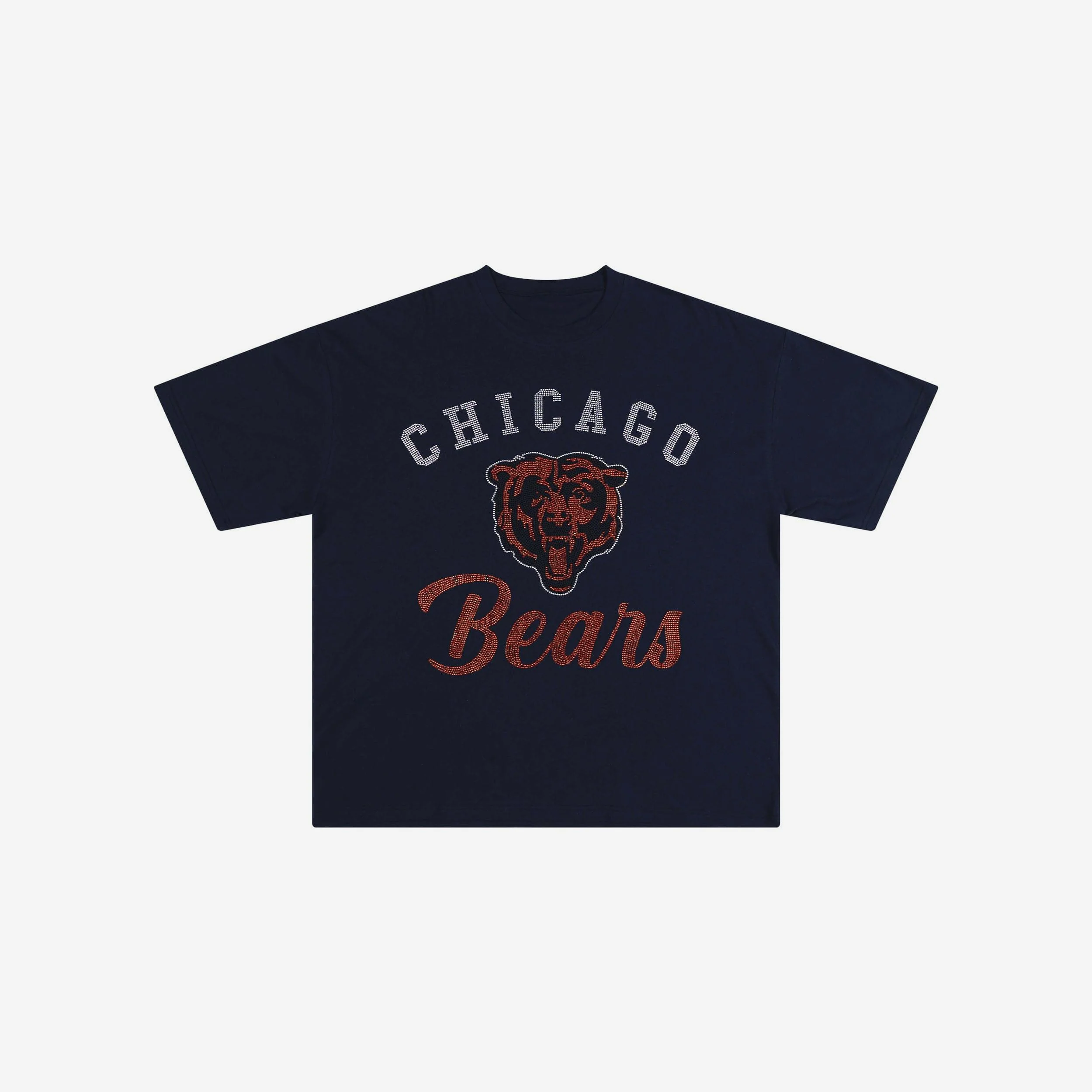 Chicago Bears Womens Rhinestone Logo Oversized T-Shirt - Image 4