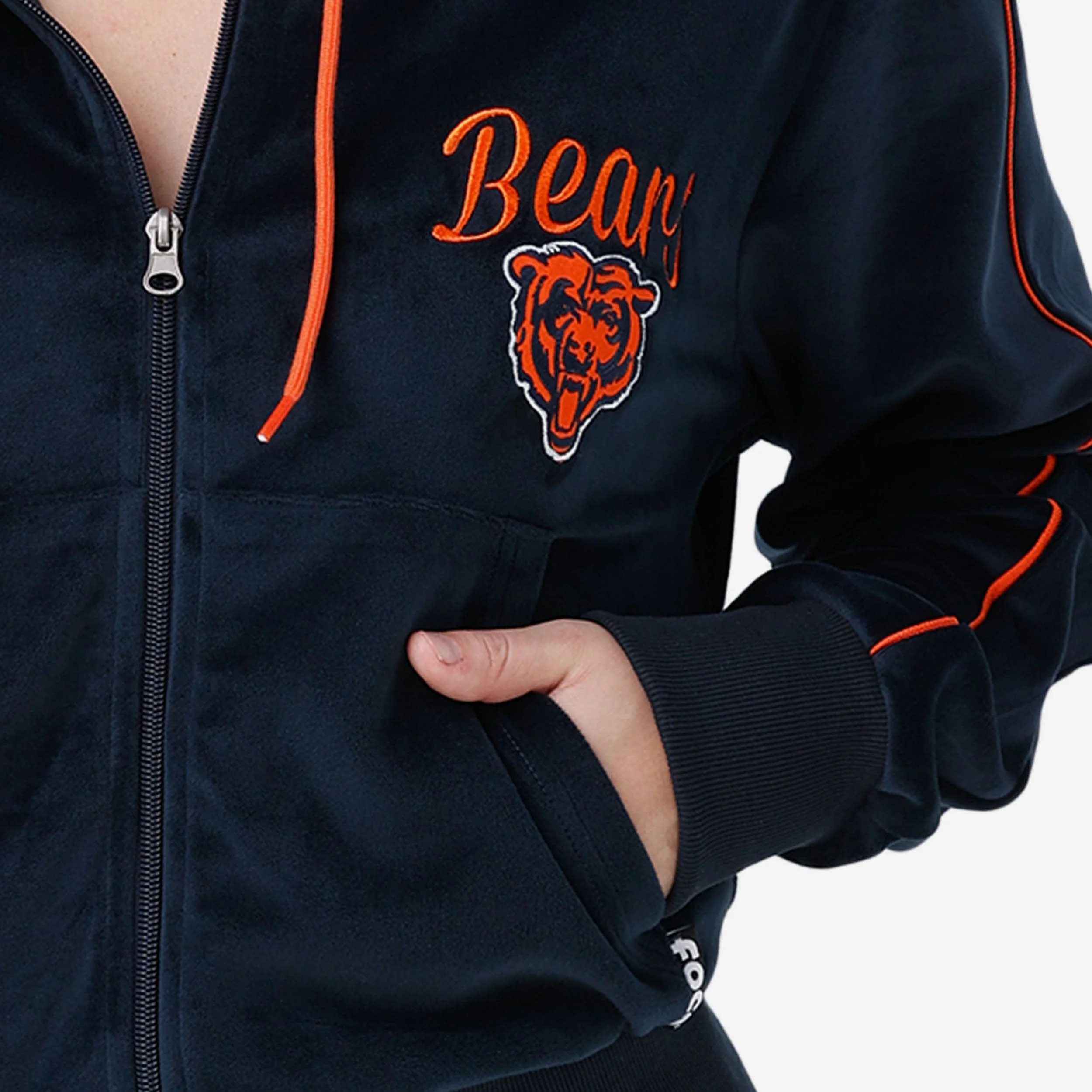 Chicago Bears Womens Velour Zip Up Top - Image 3