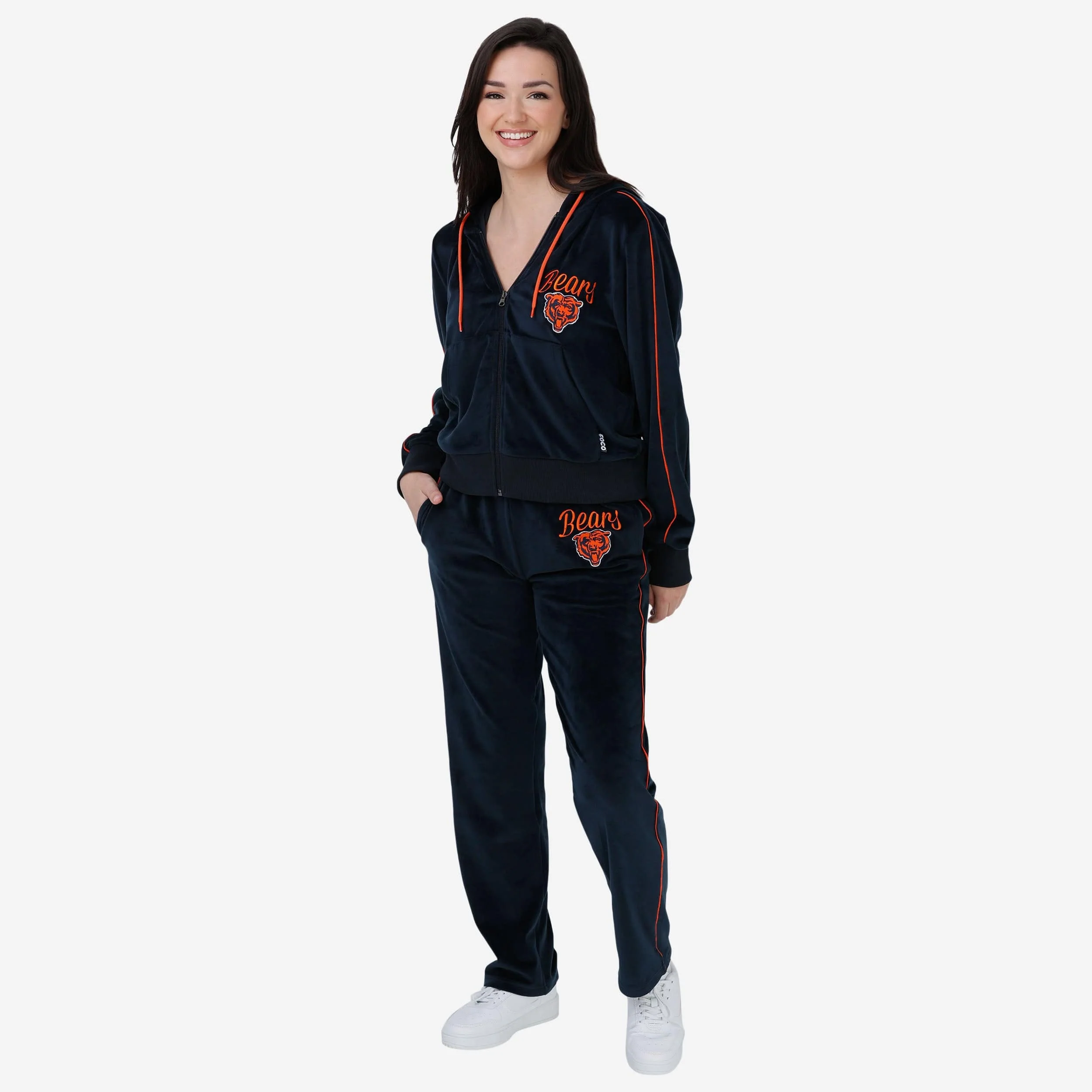 Chicago Bears Womens Velour Zip Up Top - Image 5