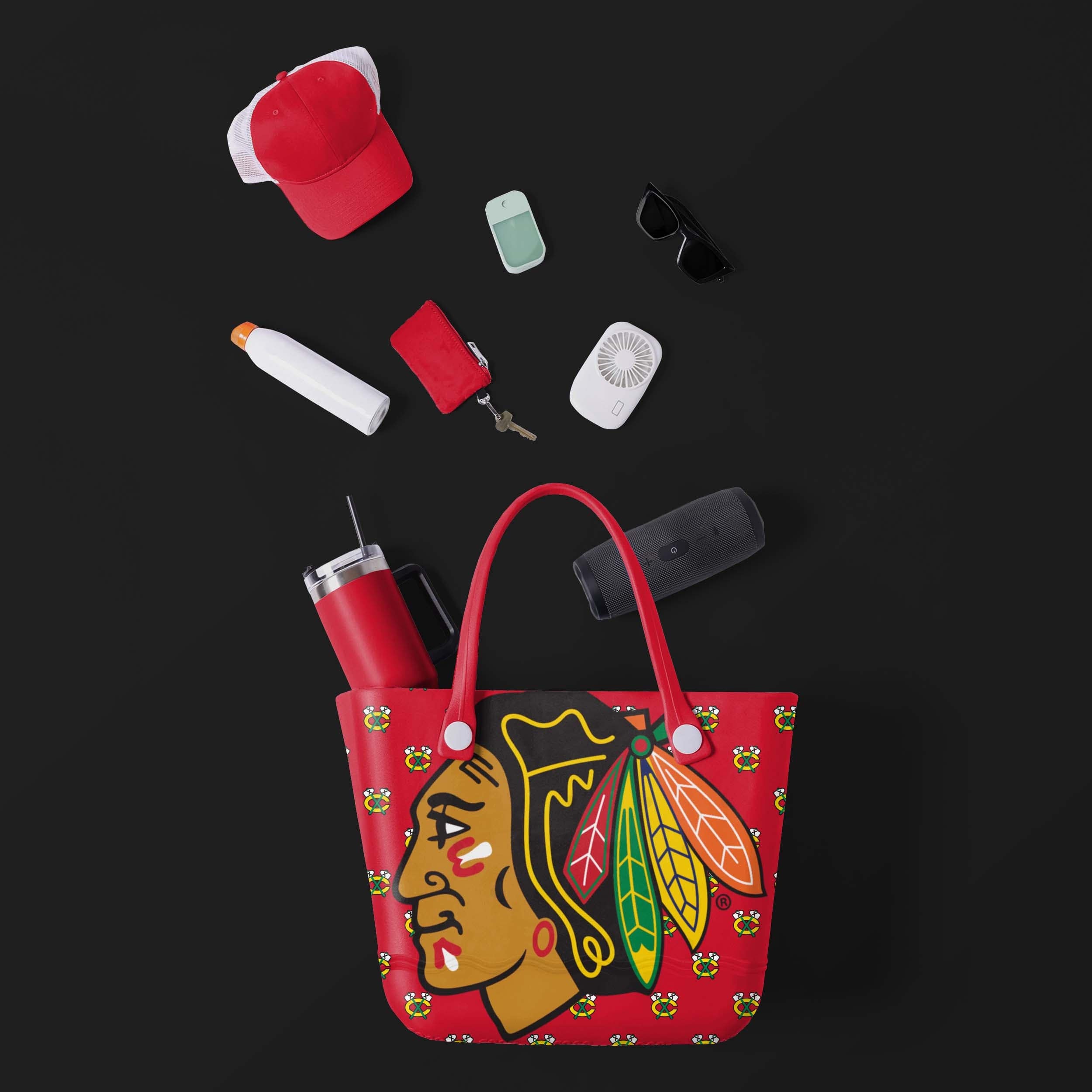 Chicago Blackhawks Big Logo Mini Print Tailgate Tote Bag - Image 2