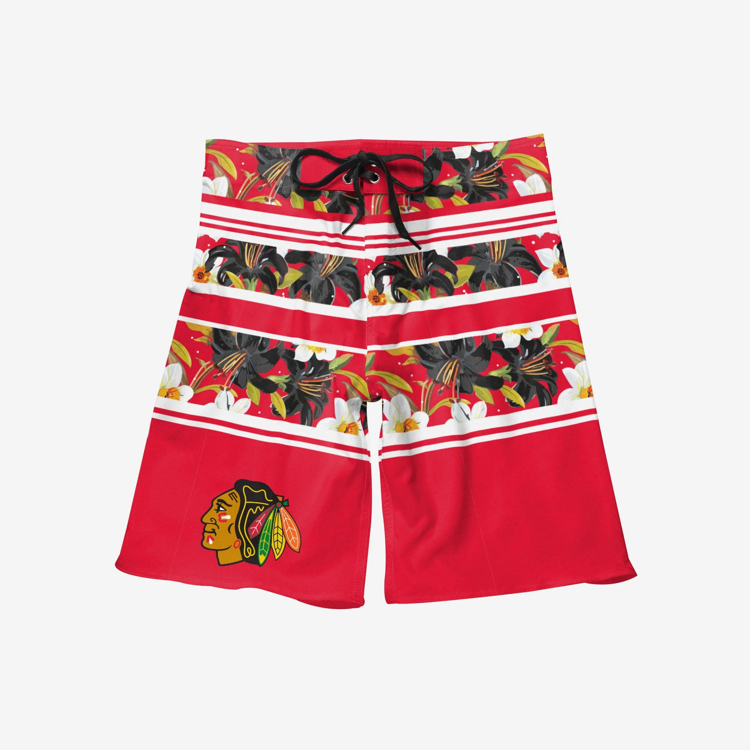 Chicago Blackhawks Floral Stripe Boardshorts - Image 3