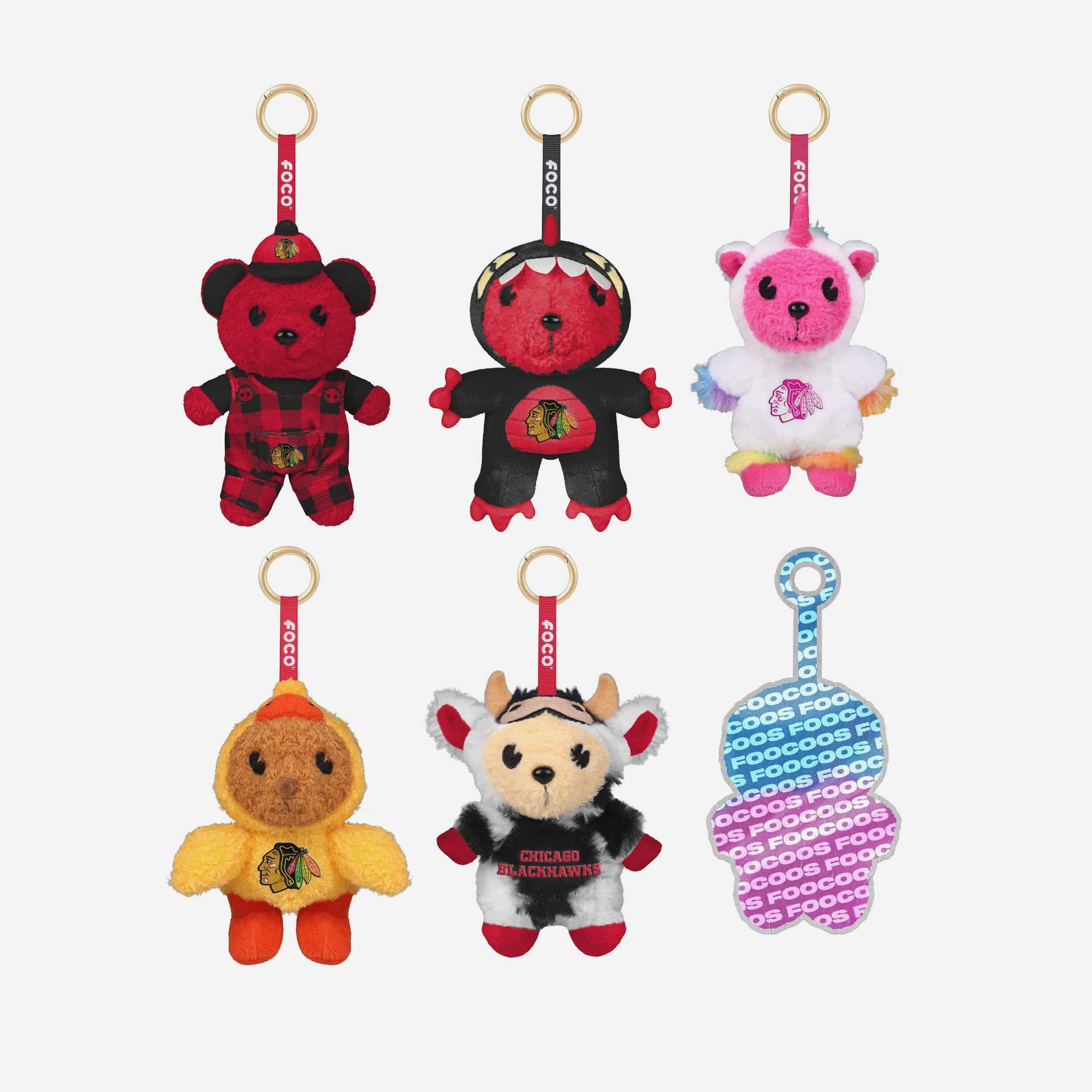 Chicago Blackhawks FOOCOOS Plush Bag Charm Keychain Blind Box Series 1