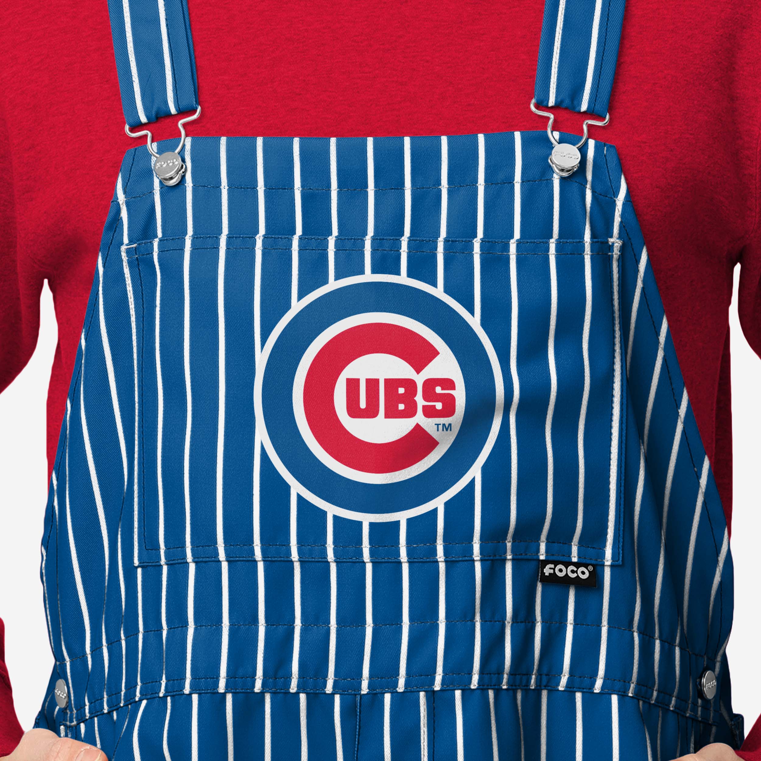 Chicago Cubs Mens Pinstripe Bib Shortalls - Image 4