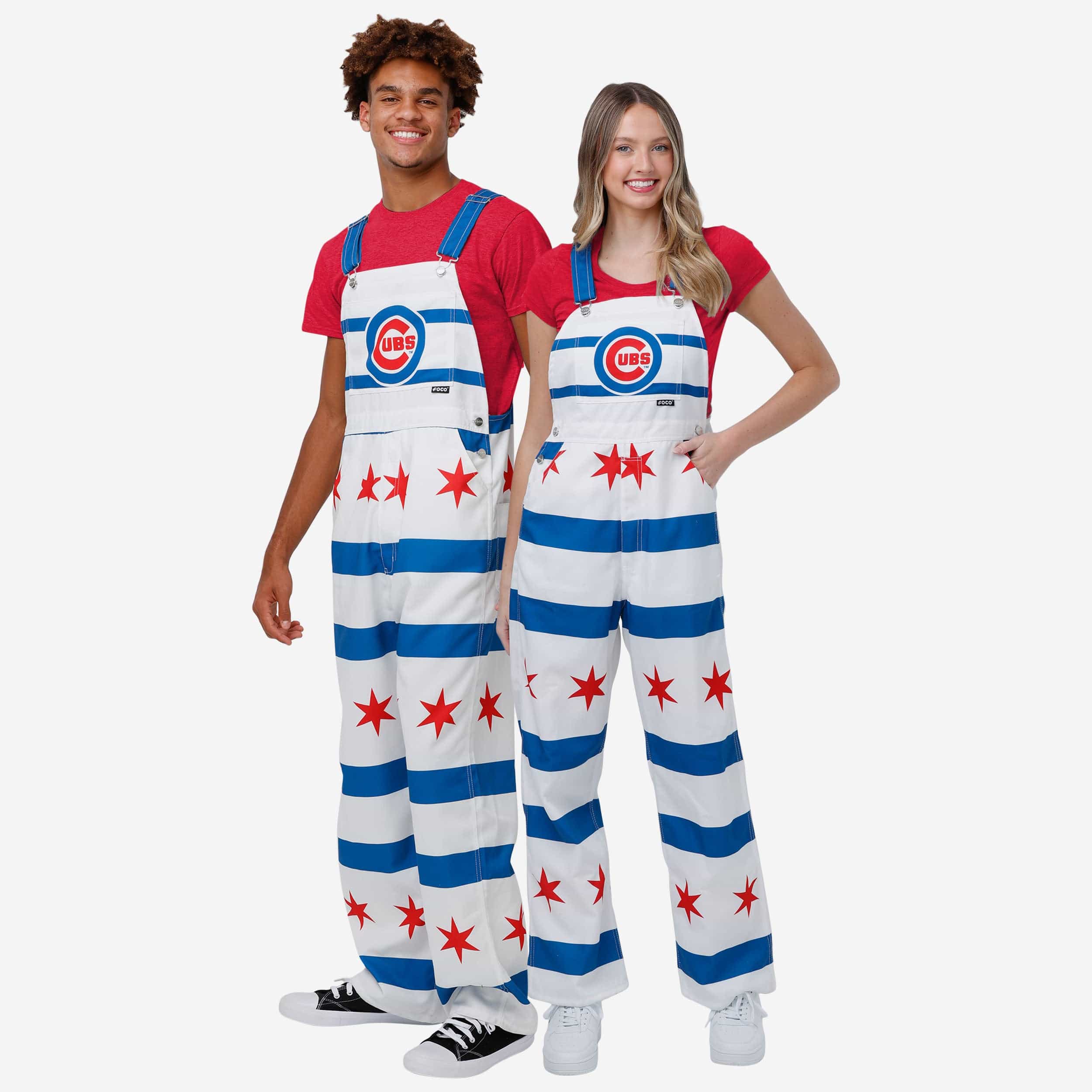 Chicago Cubs Womens Flag Thematic Bib Overalls - Image 3