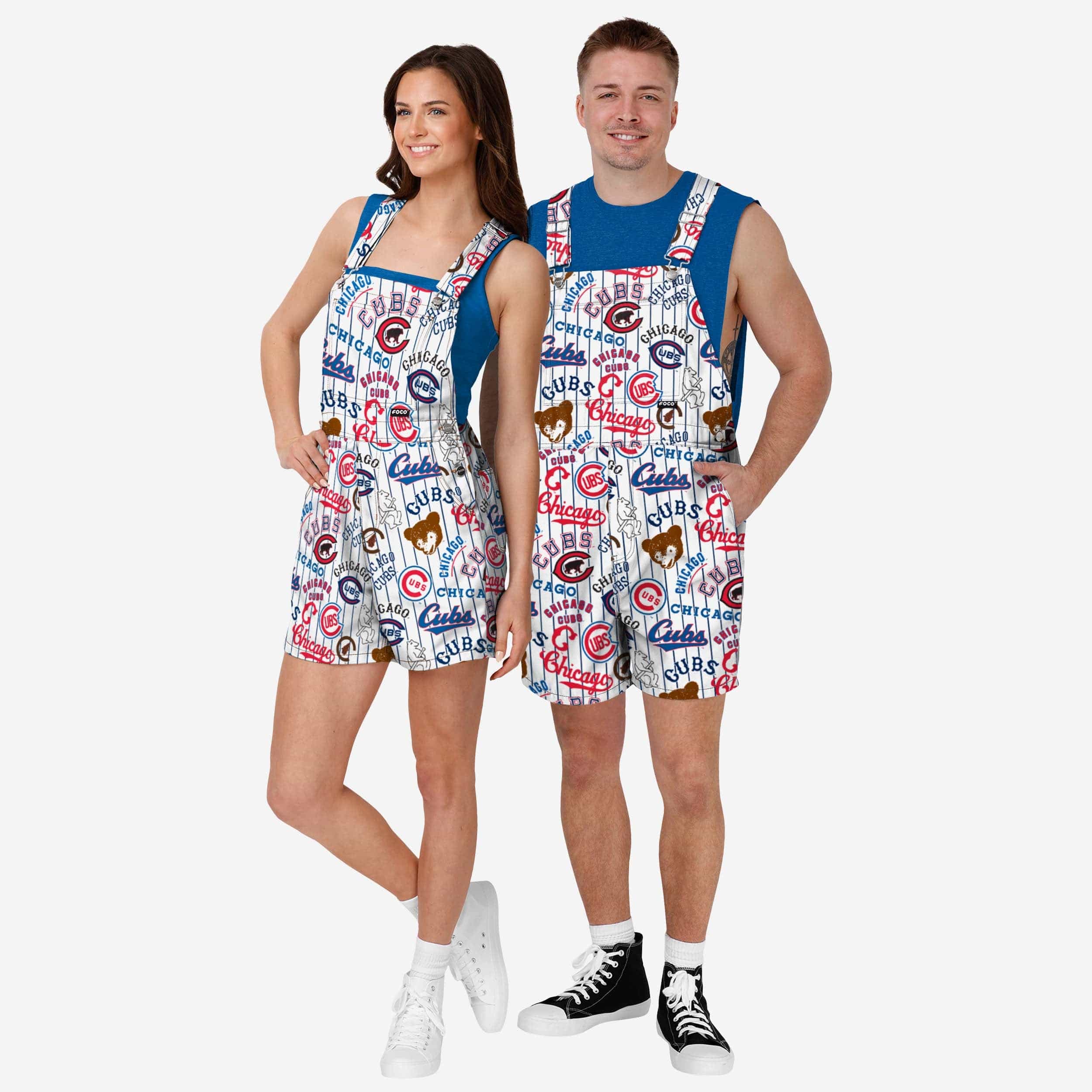 Chicago Cubs Womens Historic Print Bib Shortalls - Image 3