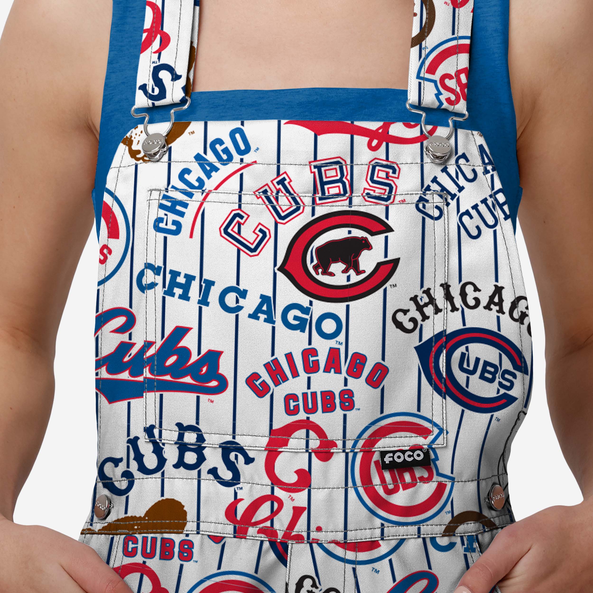 Chicago Cubs Womens Historic Print Bib Shortalls - Image 4
