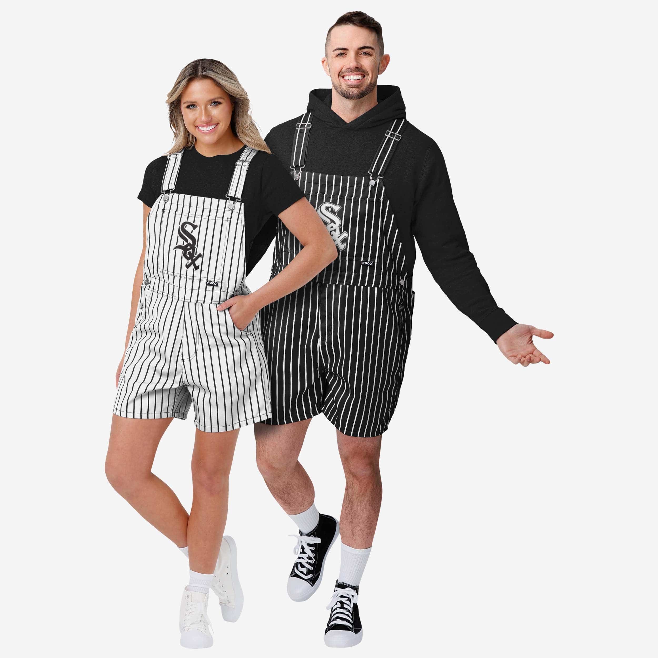 Chicago White Sox Mens Pinstripe Bib Shortalls - Image 3