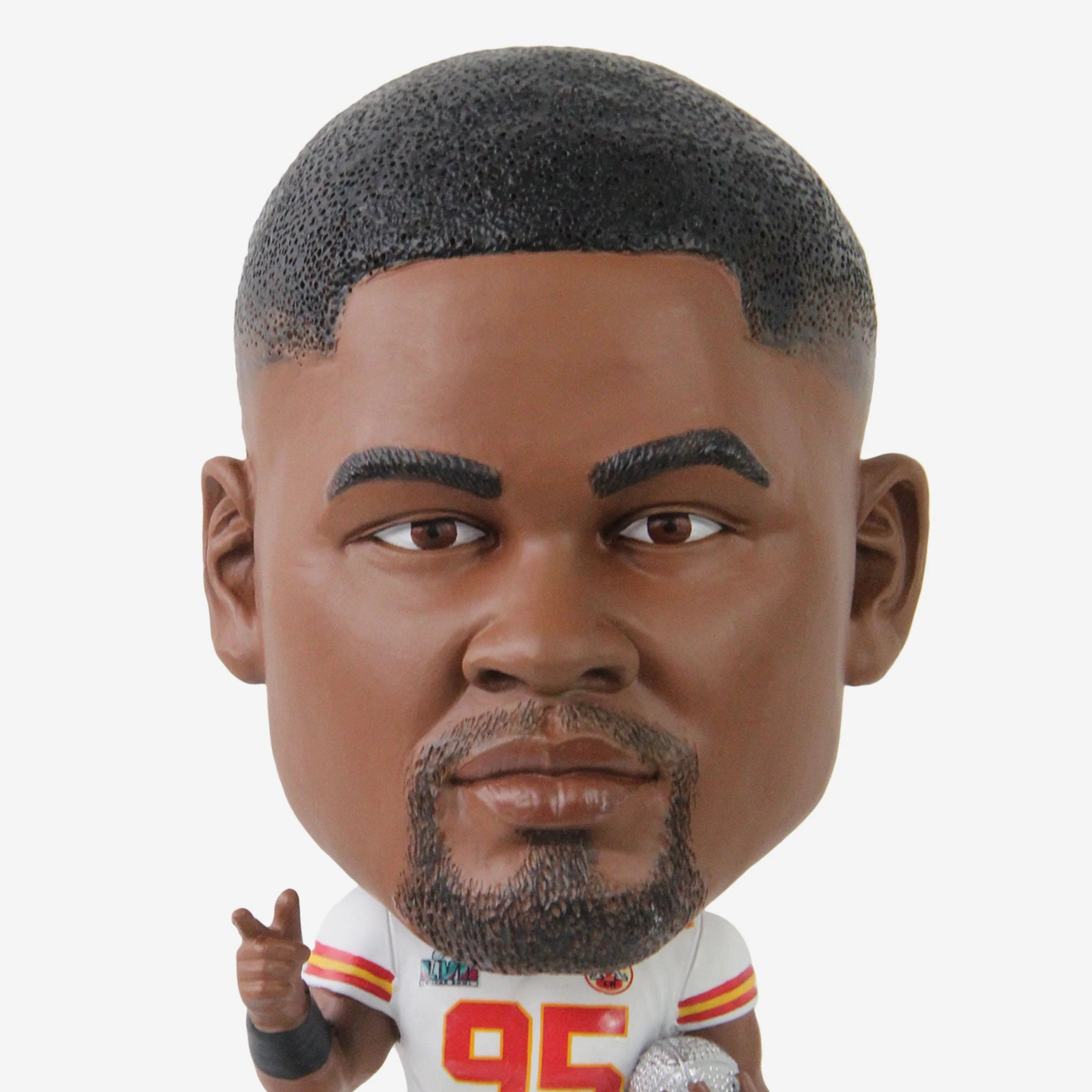 Chris Jones Kansas City Chiefs Super Bowl LVII Champions Ring Base Bighead Bobblehead - Image 2