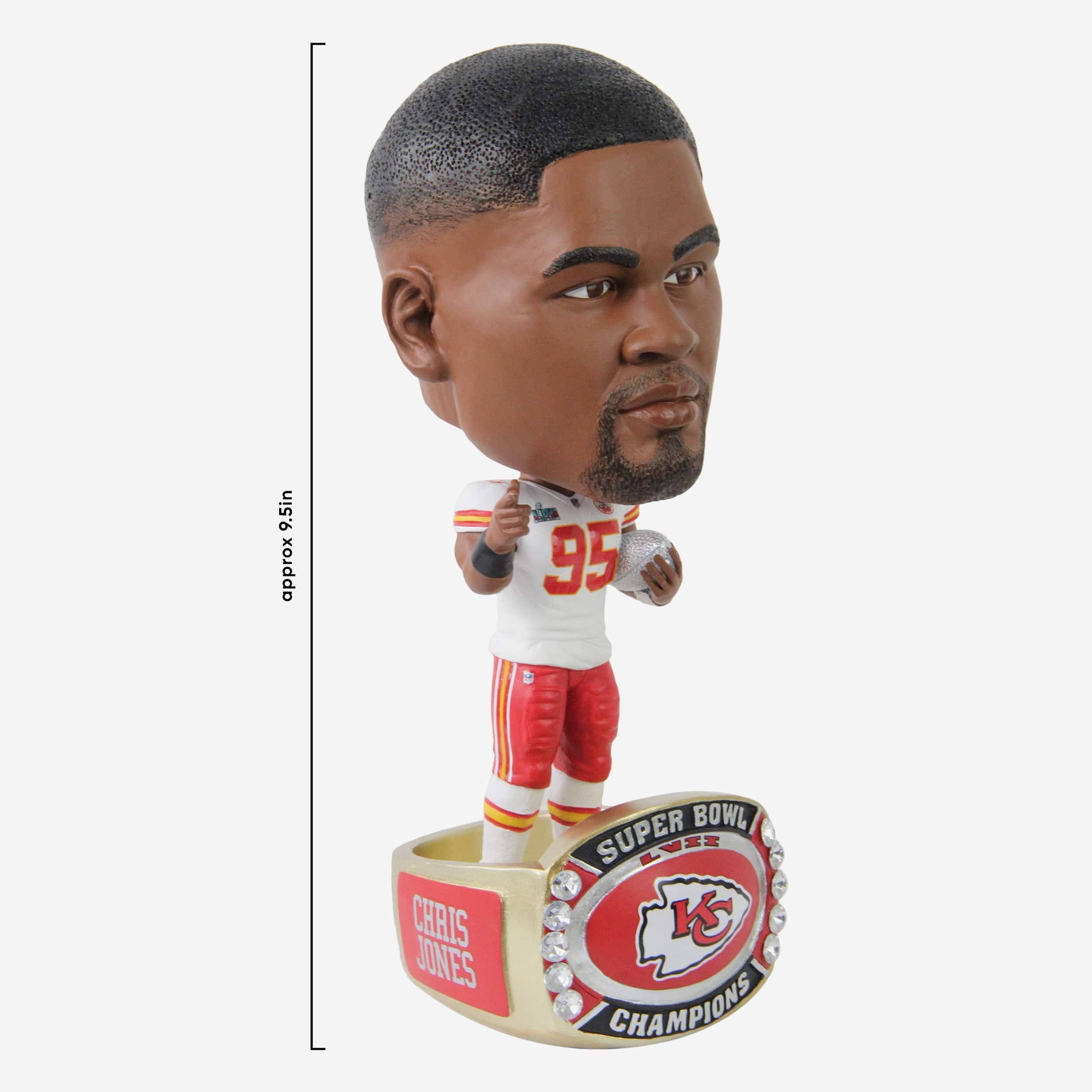 Chris Jones Kansas City Chiefs Super Bowl LVII Champions Ring Base Bighead Bobblehead - Image 5