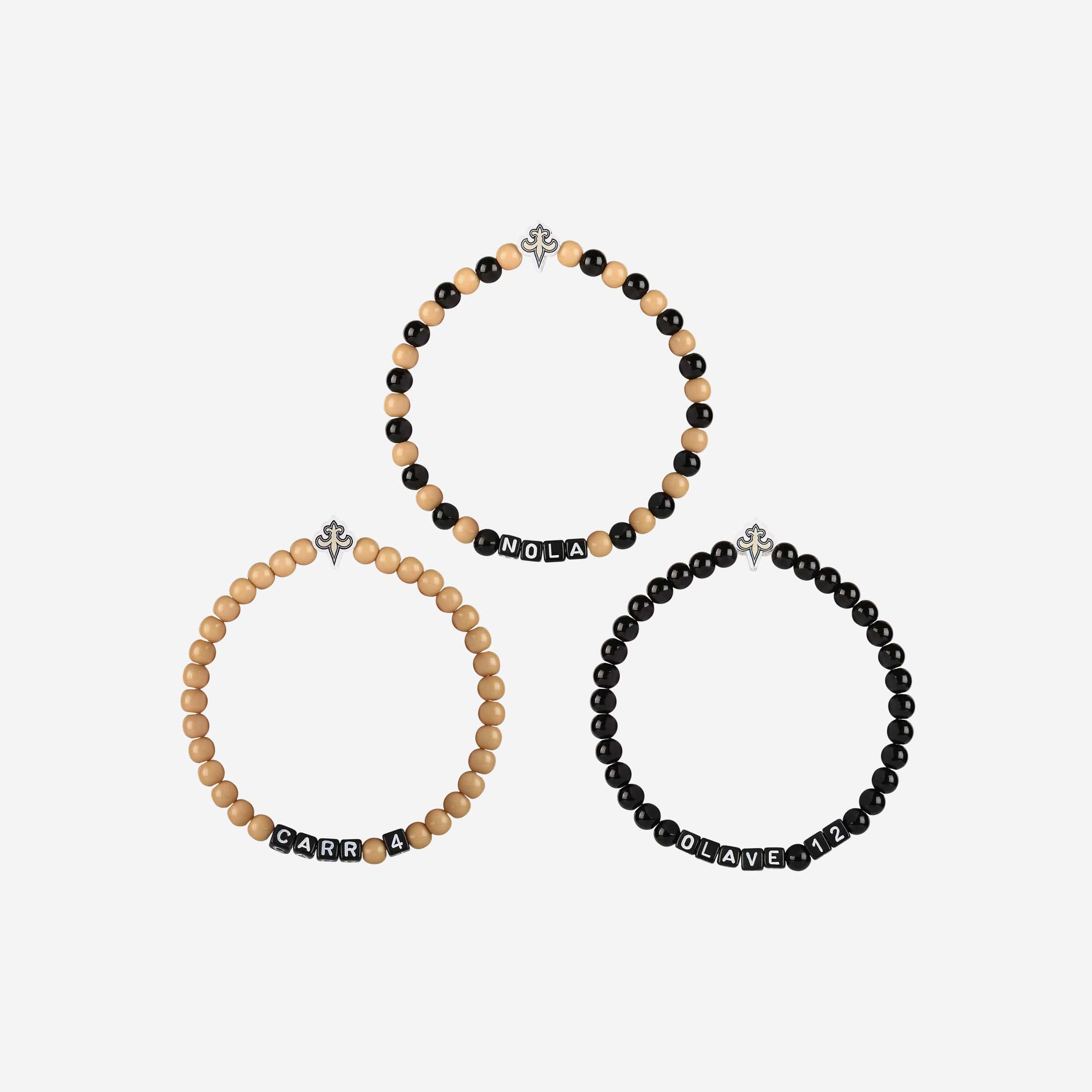 Chris Olave & Derek Carr New Orleans Saints 3 Pack Player Beaded Friendship Bracelet - Image 3