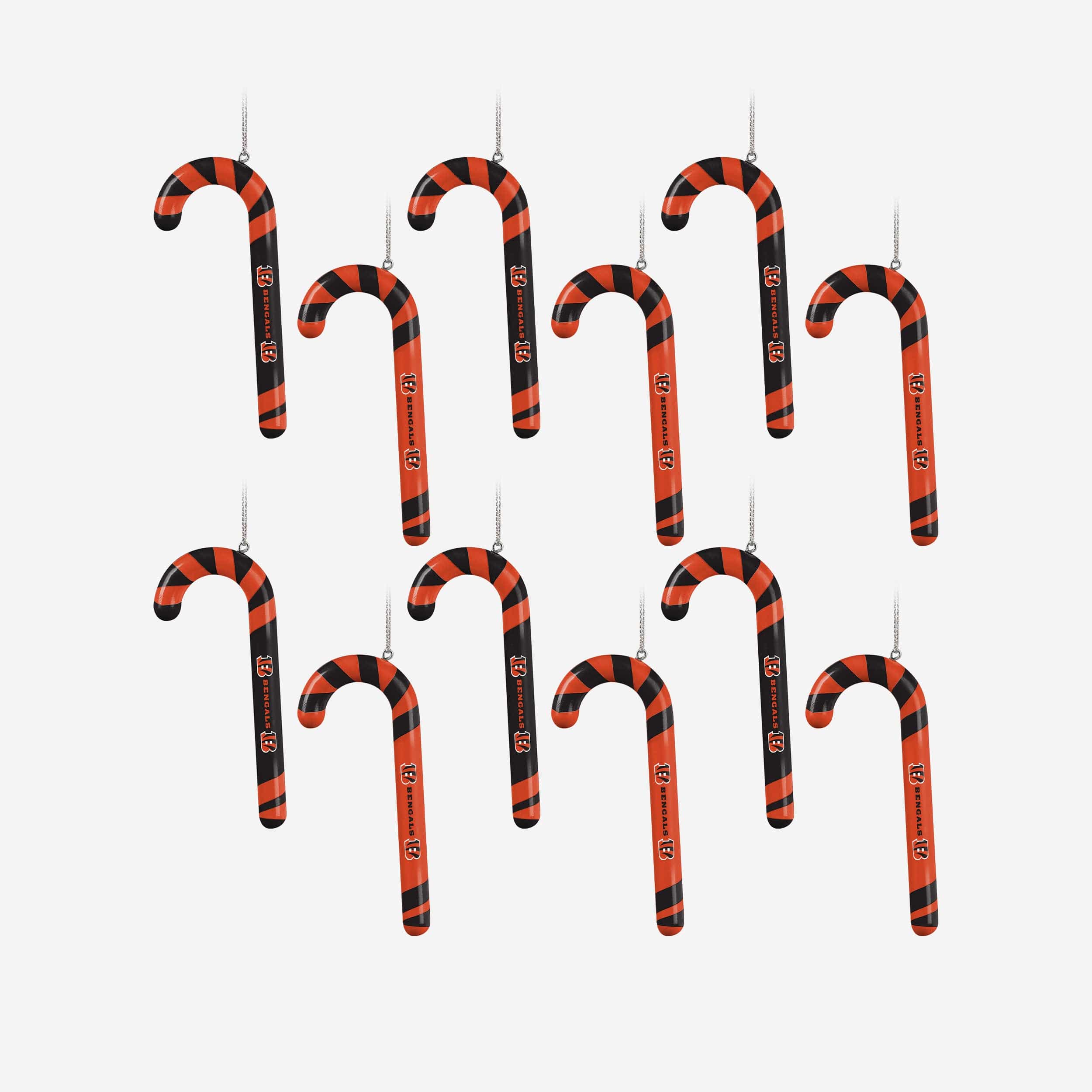 Cincinnati Bengals 12 Pack Candy Cane Ornament Set