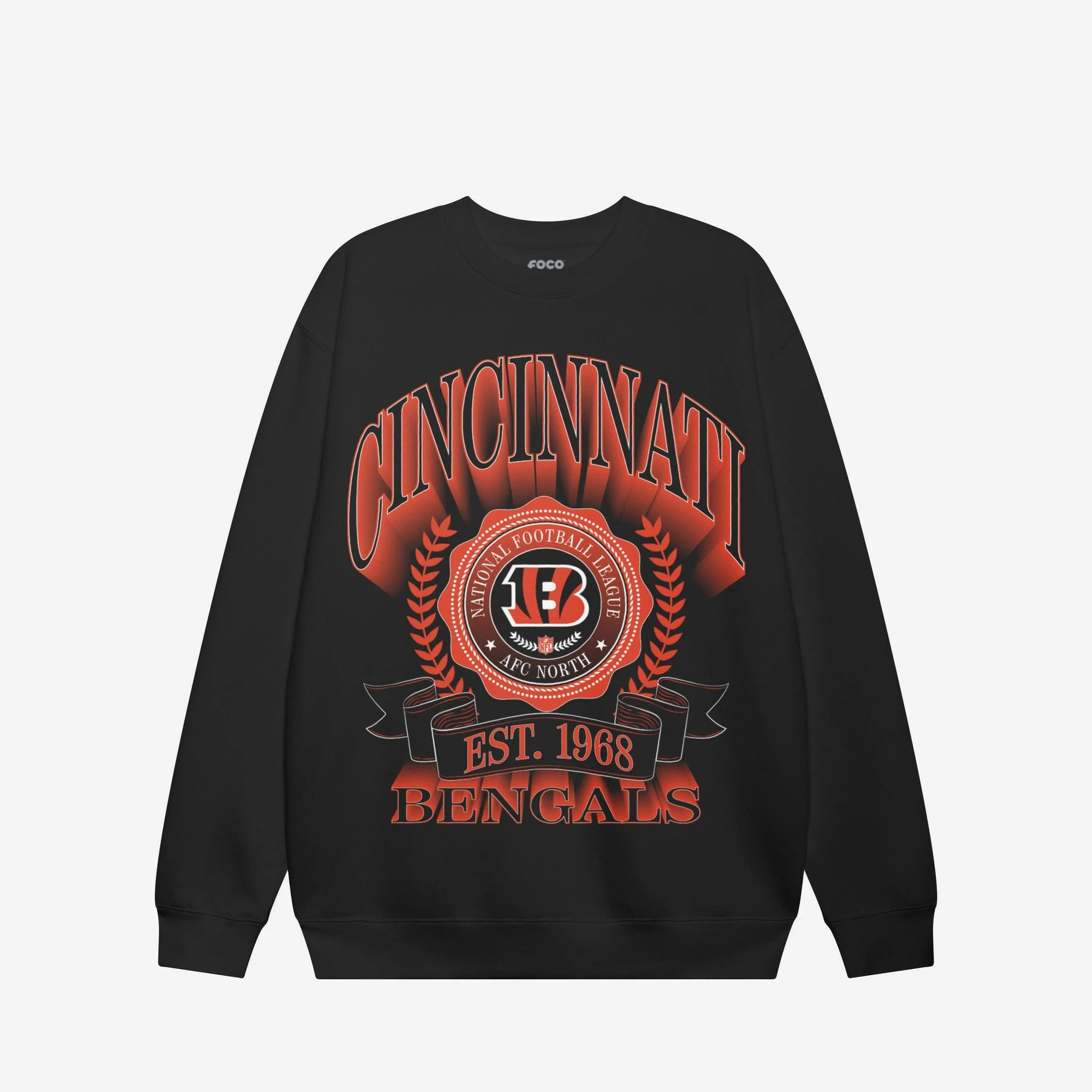 Cincinnati Bengals Banner Crest Crew Neck Sweatshirt