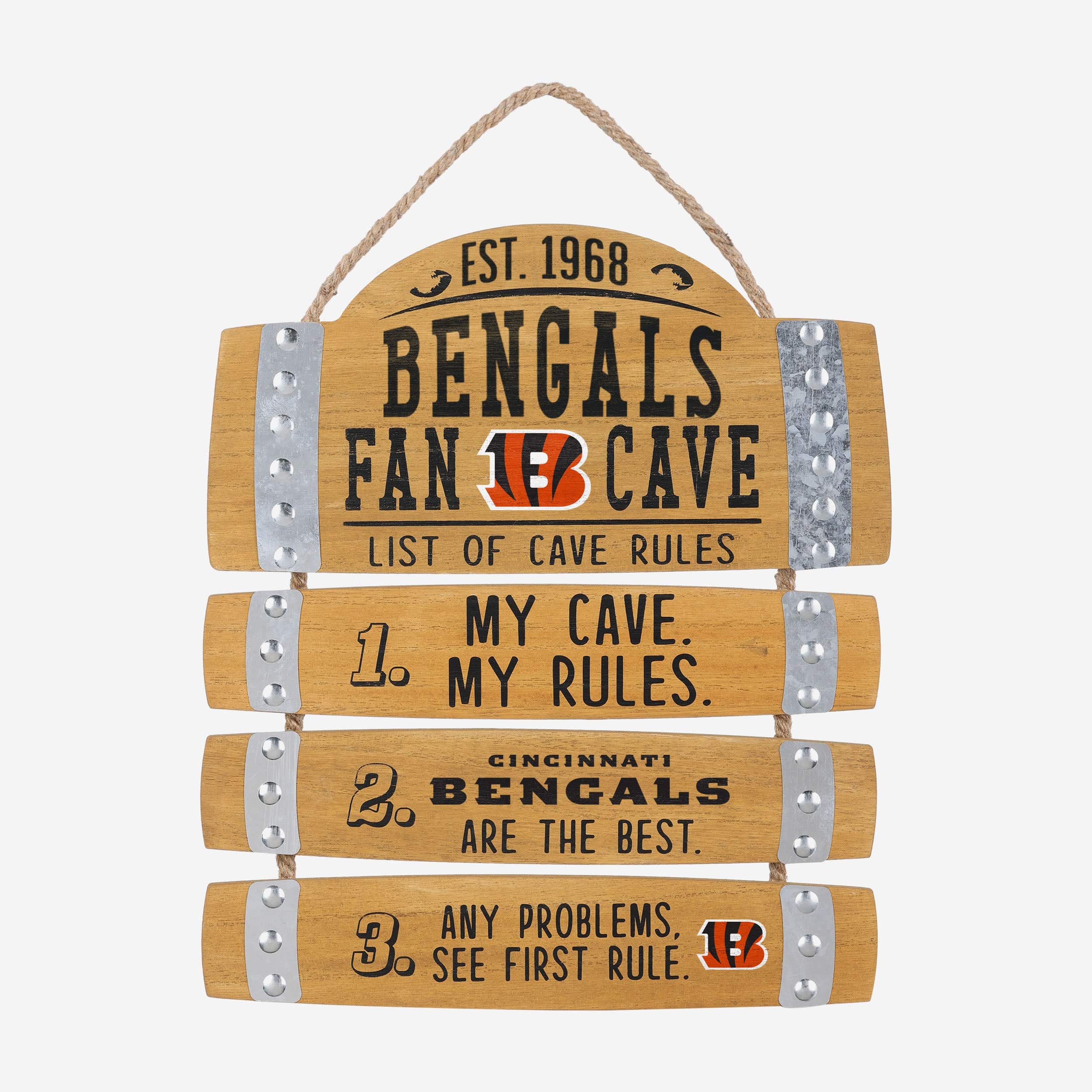 Cincinnati Bengals Barrel Slat Mancave Sign