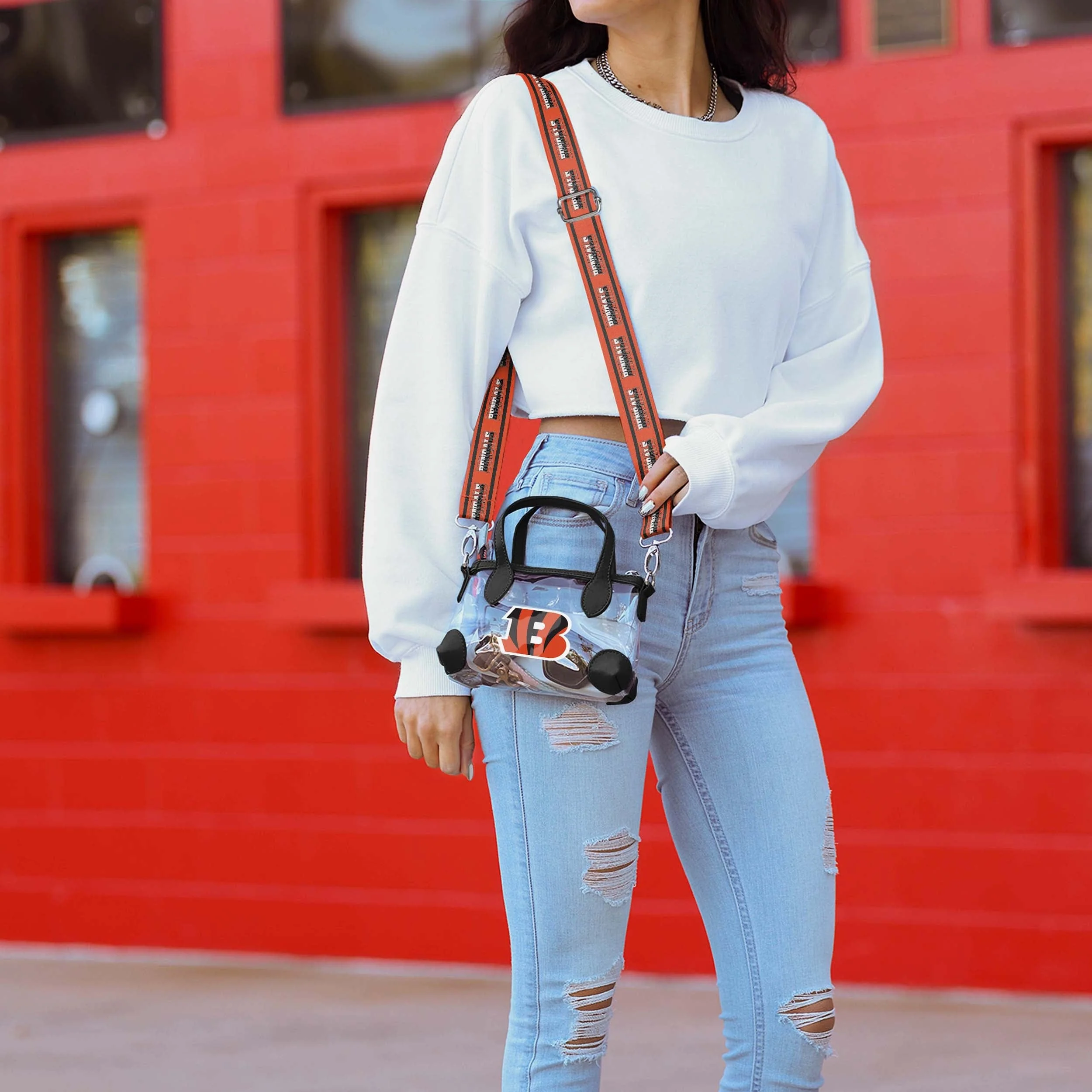 Cincinnati Bengals Big Logo Clear Crossbody Mini Purse - Image 2