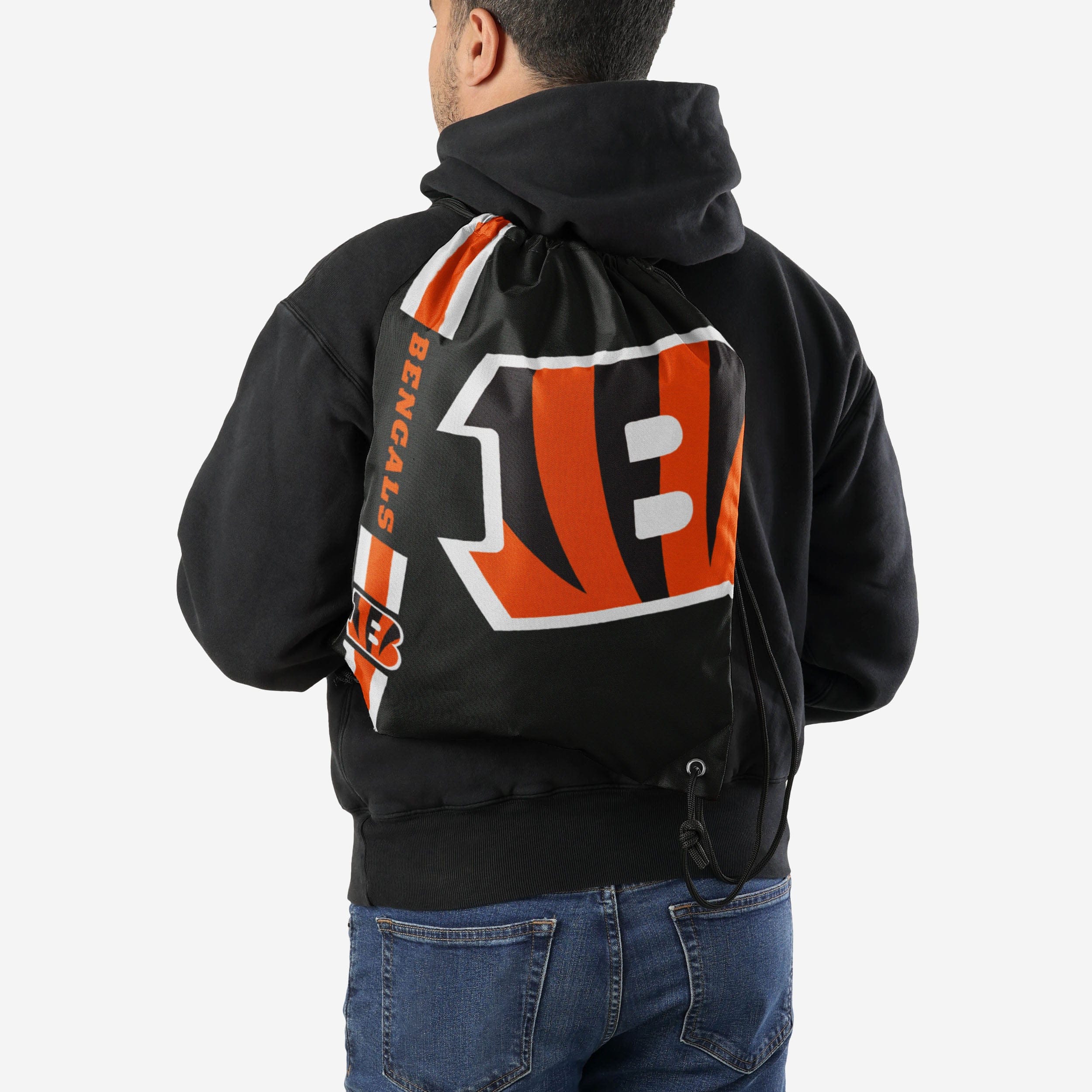 Cincinnati Bengals Big Logo Side Stripe Drawstring Backpack - Image 2