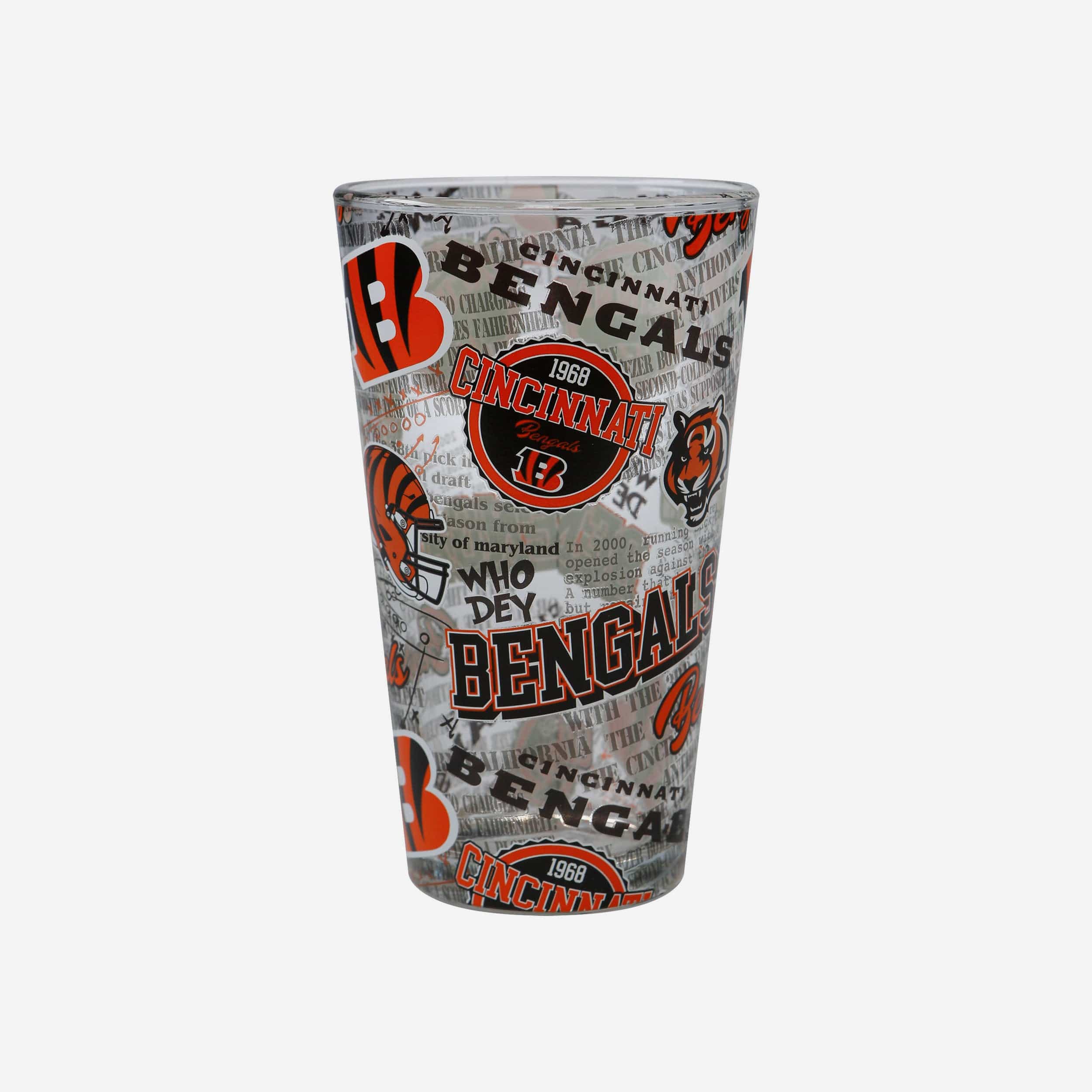 Cincinnati Bengals Historic Print Pint Glass