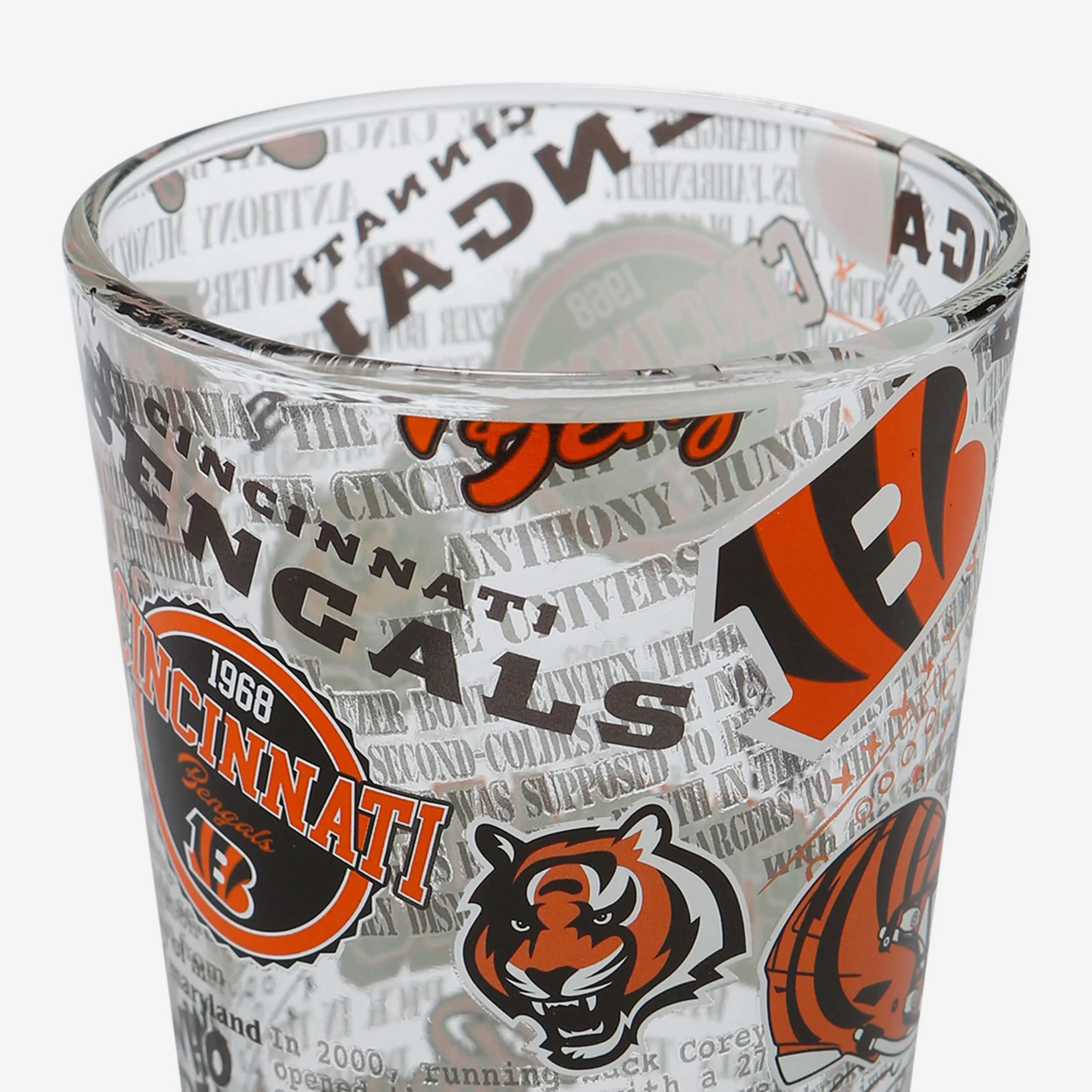 Cincinnati Bengals Historic Print Pint Glass - Image 4