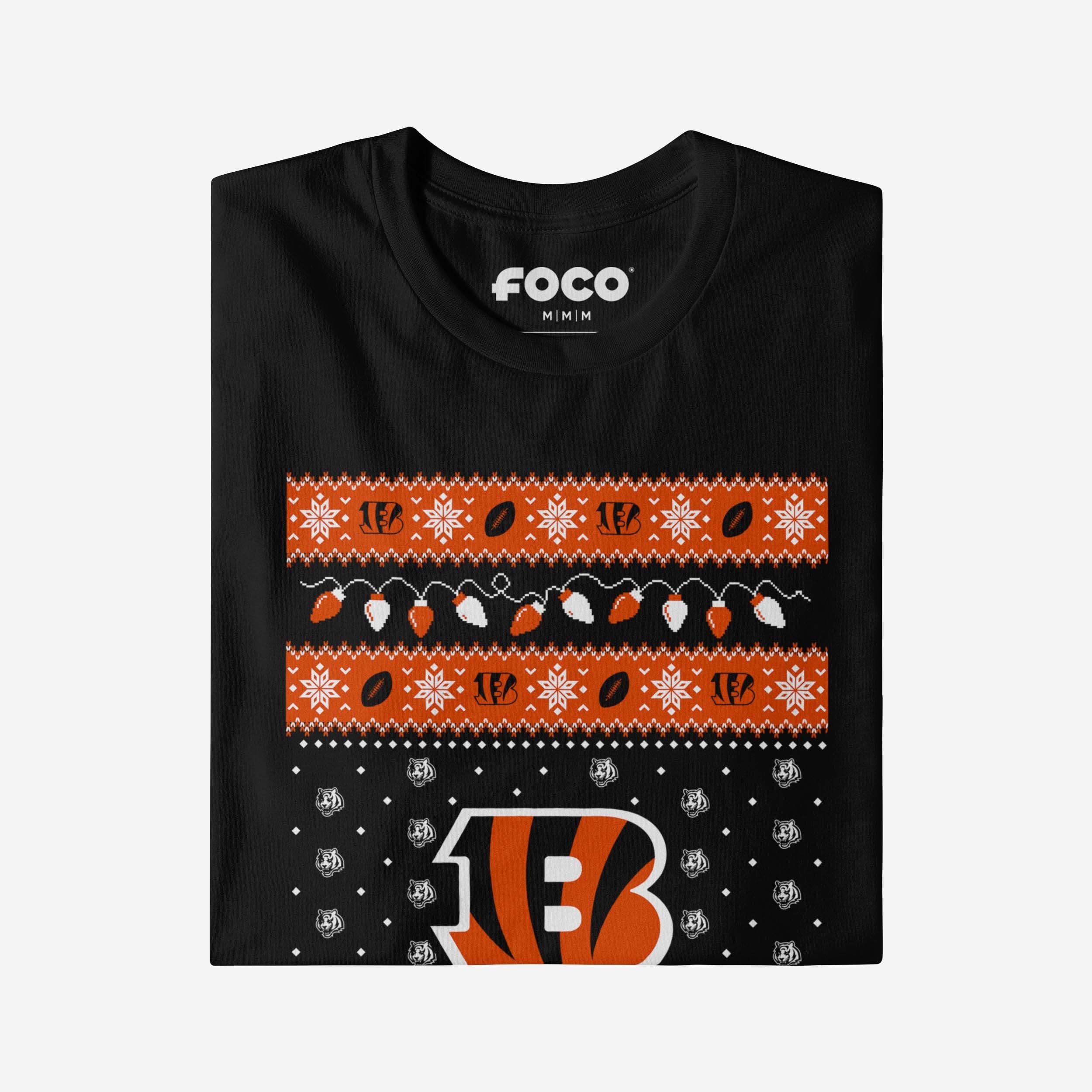 Cincinnati Bengals Holiday Lights Sweater Long Sleeve T-Shirt - Image 4