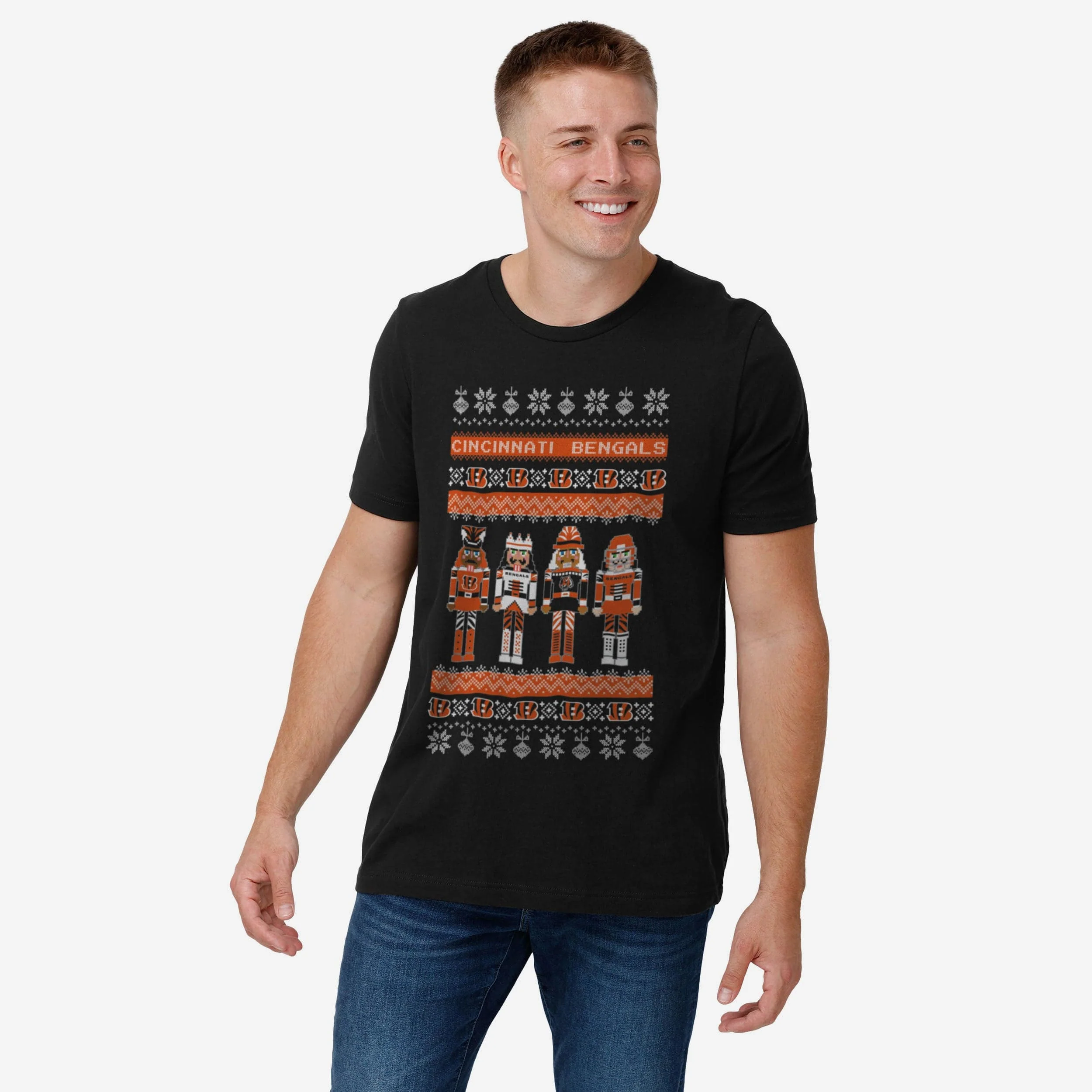 Cincinnati Bengals Holiday Nutcracker Sweater T-Shirt - Image 2
