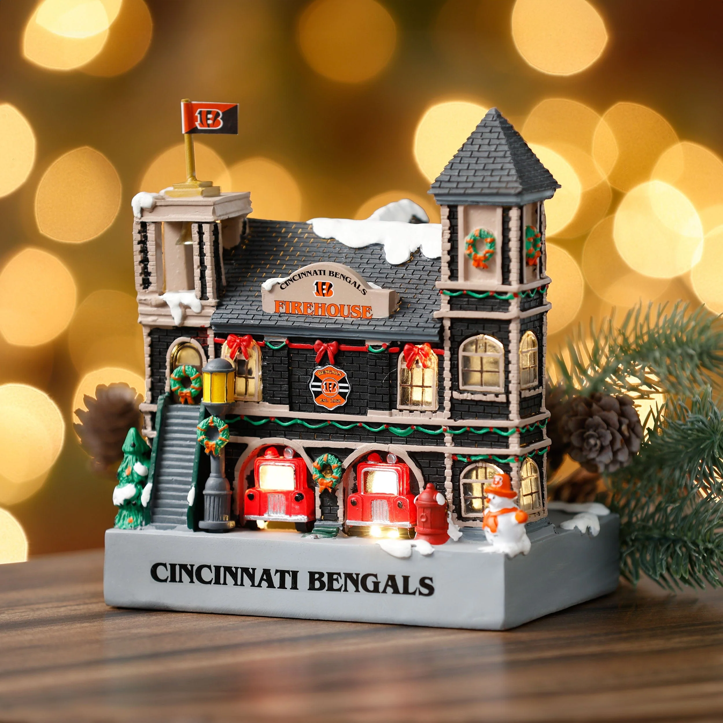 Cincinnati Bengals Light Up Resin Team Firehouse - Image 2