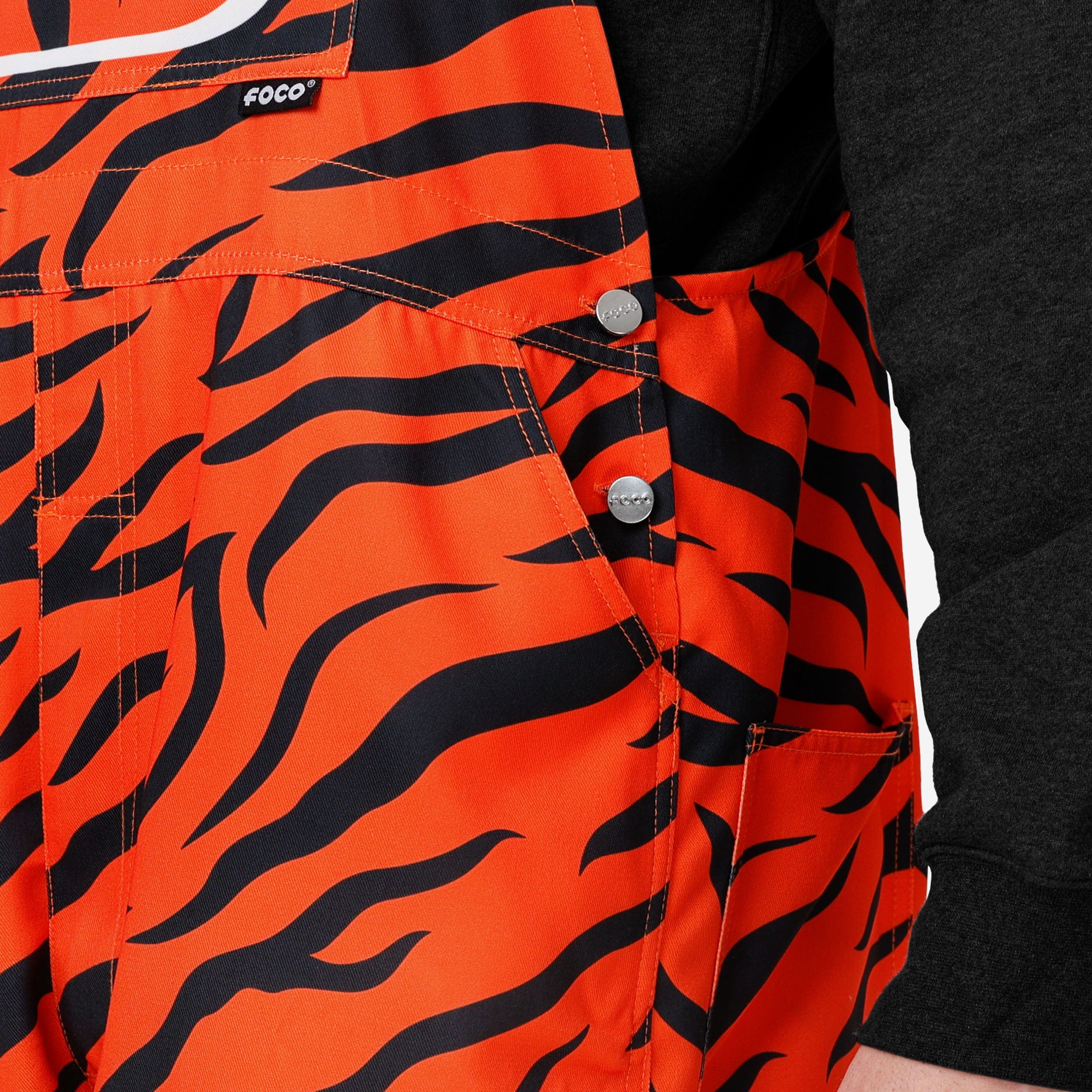 Cincinnati Bengals Mens Tiger Stripe Thematic Bib Overalls - Image 5