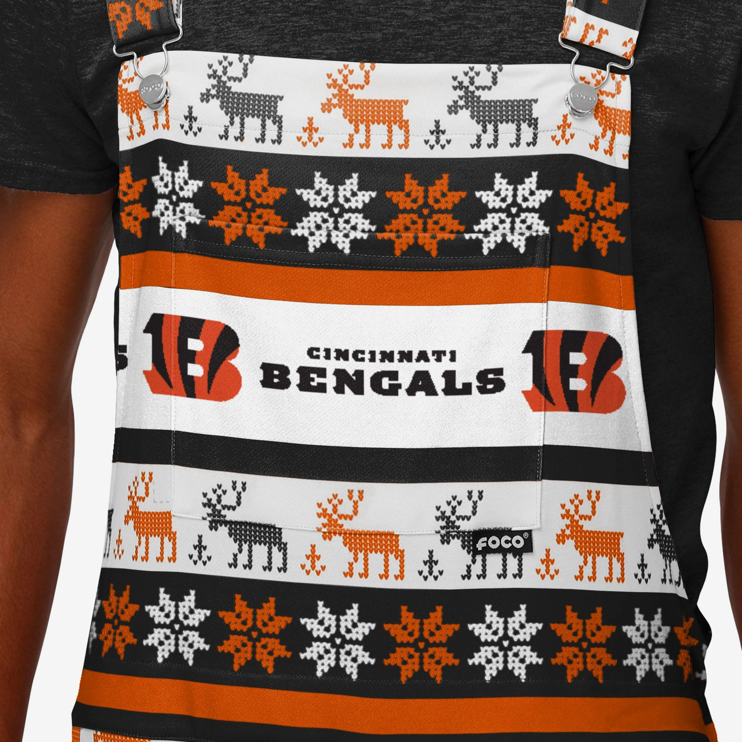 Cincinnati Bengals Mens Ugly Home Gating Bib Overalls - Image 4