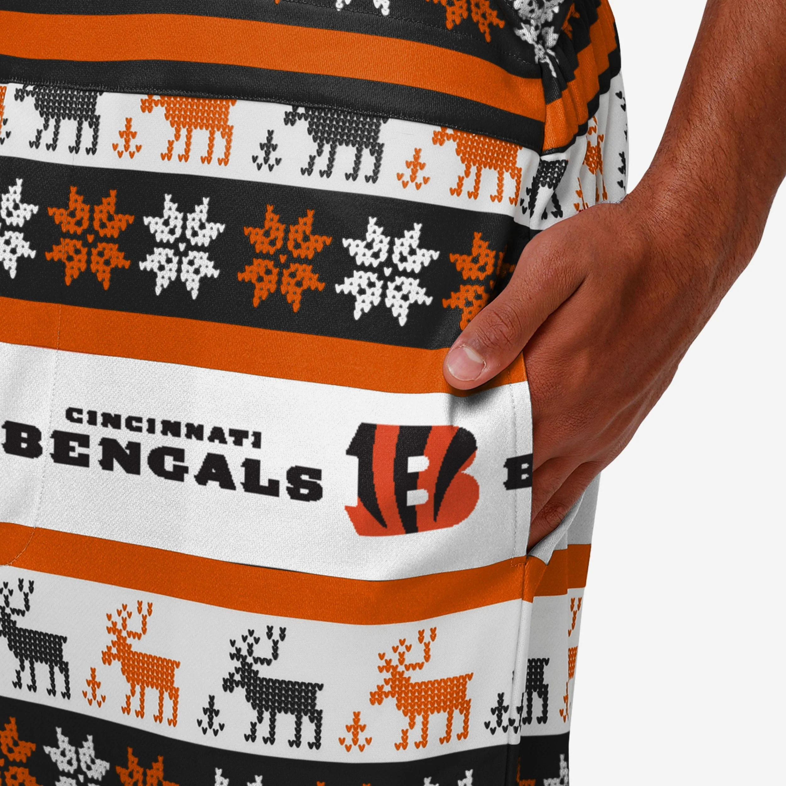 Cincinnati Bengals Mens Ugly Home Gating Bib Overalls - Image 5