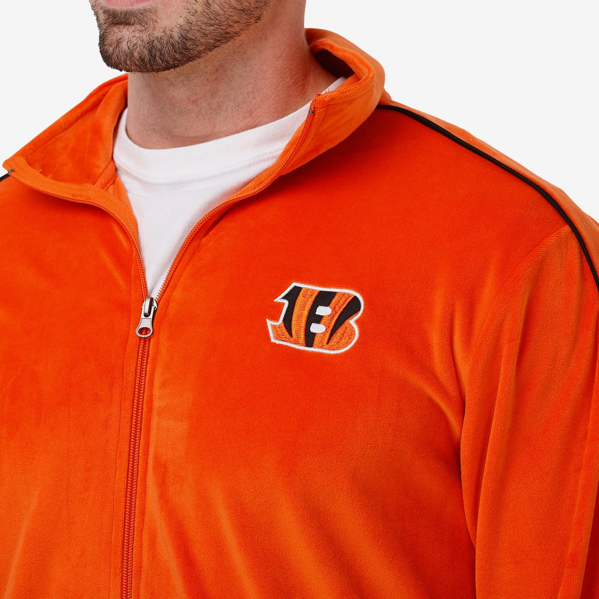 Cincinnati Bengals Orange Velour Zip Up Top - Image 3