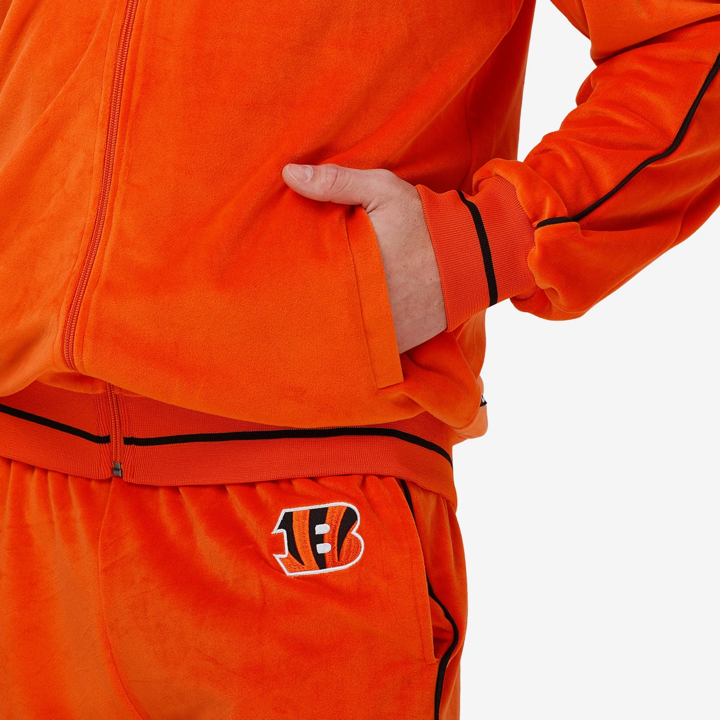 Cincinnati Bengals Orange Velour Zip Up Top - Image 4
